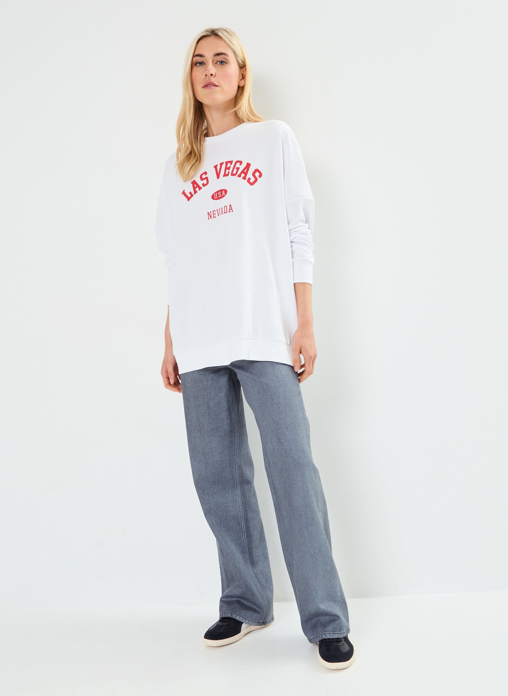 Sweater NMPASADENA L/S OVERSIZE SWEAT JRS dames wit Noisy May Sweater NMPASADENA L/S OVERSIZE SWEAT JRS dames wit BRIGHT WHITE