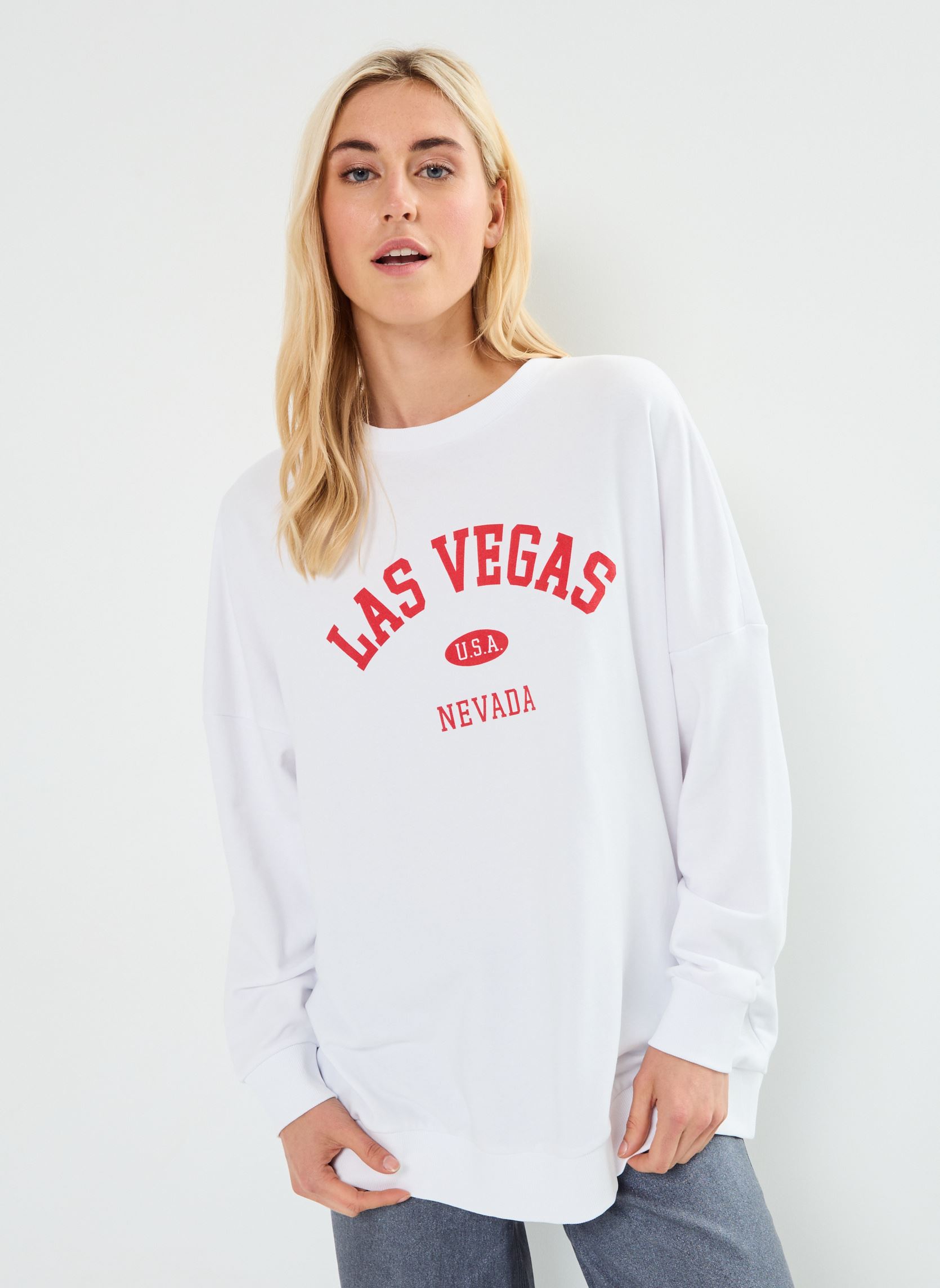Sweater NMPASADENA L/S OVERSIZE SWEAT JRS dames wit Noisy May Sweater NMPASADENA L/S OVERSIZE SWEAT JRS dames wit BRIGHT WHITE