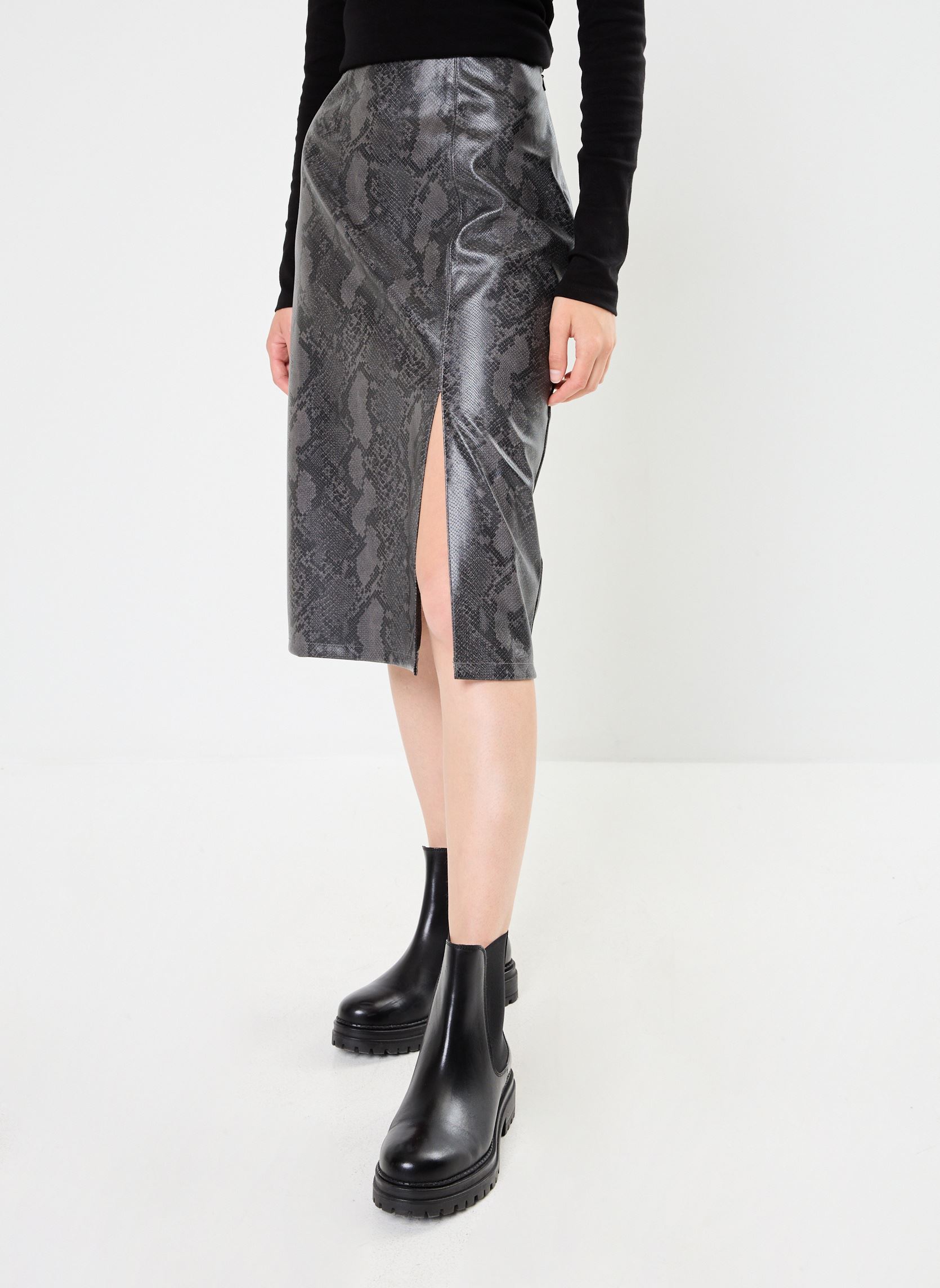 Jupes mi-longues NMMIA CLARA PU HW SLIT MIDI SKIRT WVN femme gris Noisy May Jupes mi-longues NMMIA CLARA PU HW SLIT MIDI SKIRT WVN femme gris Agate Gray