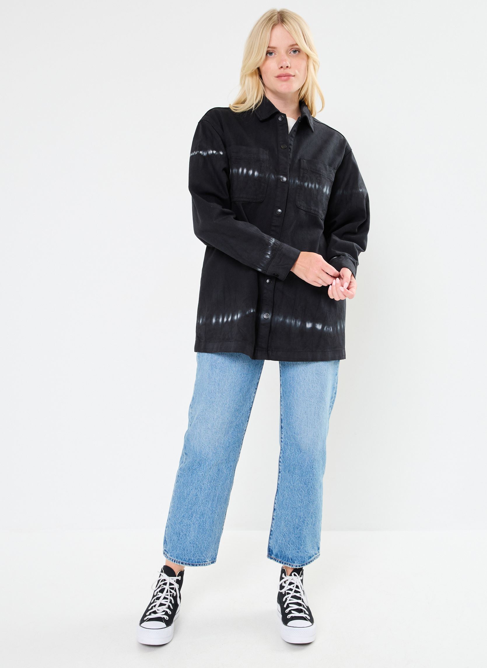 Vestes NMALVA L/S TIE DIE DENIM SHACKET VI490BL femme noir Noisy May Vestes NMALVA L/S TIE DIE DENIM SHACKET VI490BL femme noir Black