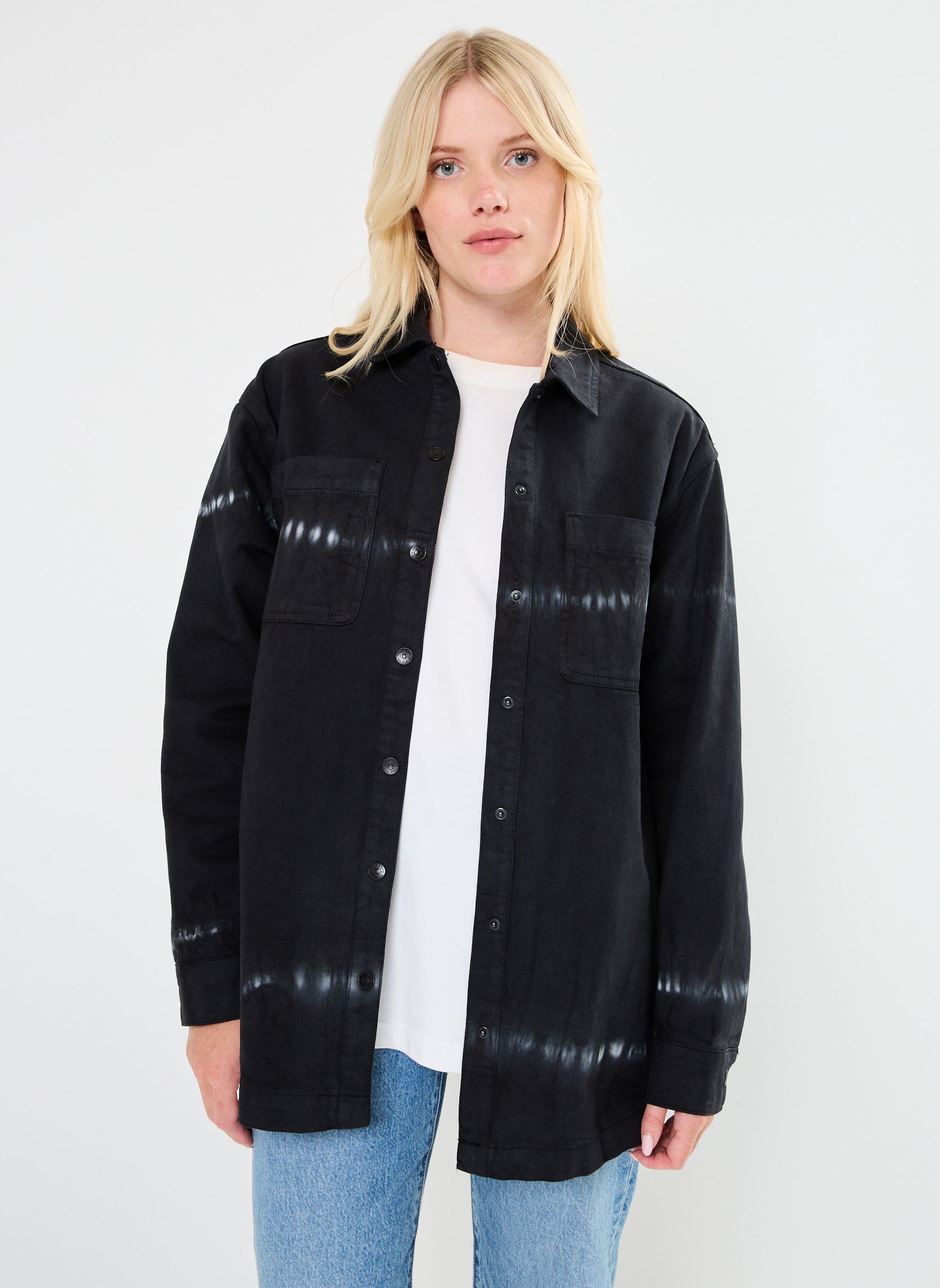 Vestes NMALVA L/S TIE DIE DENIM SHACKET VI490BL femme noir Noisy May Vestes NMALVA L/S TIE DIE DENIM SHACKET VI490BL femme noir Black