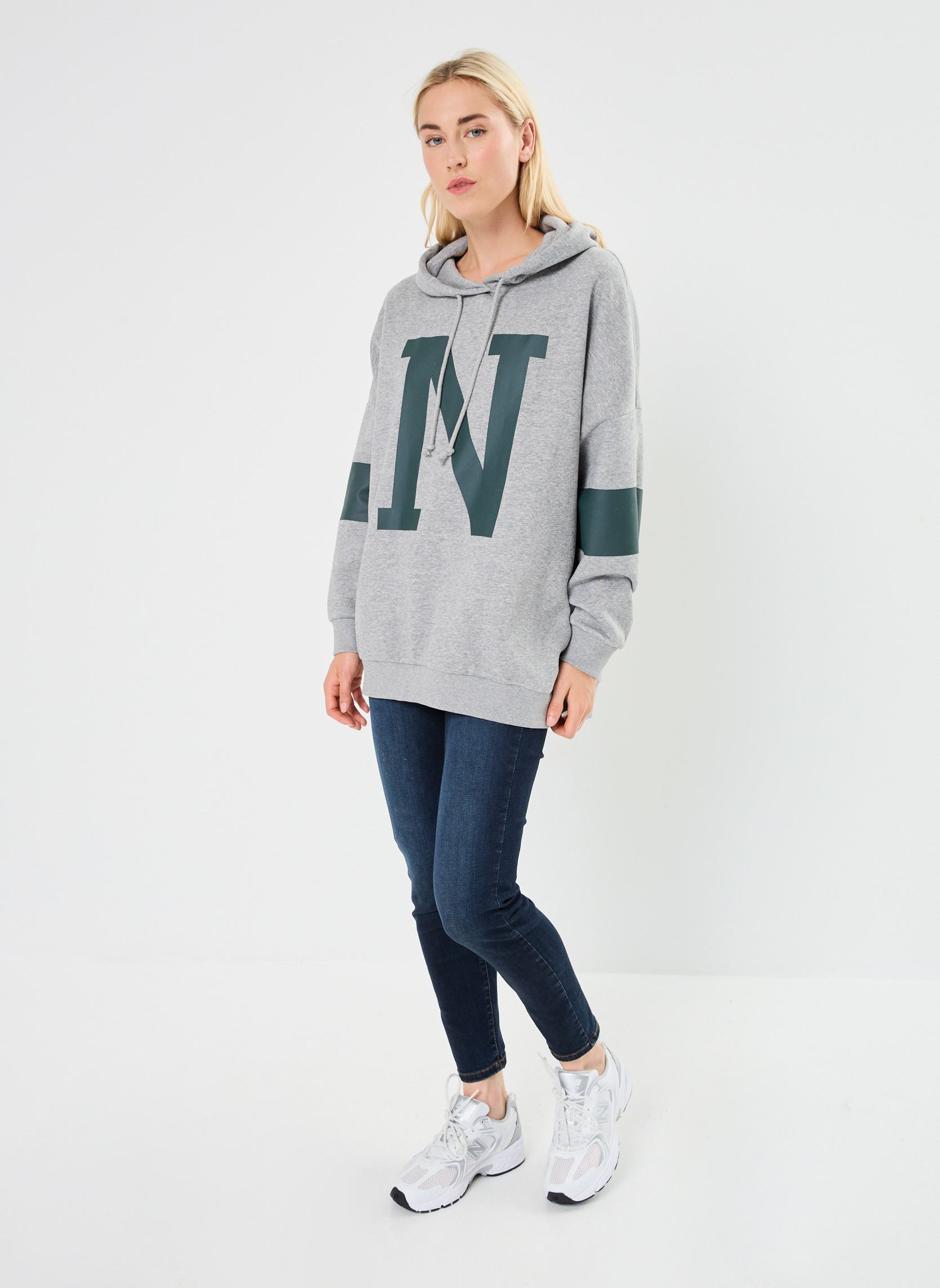 Kapuzenpullover NMBELIEVE OVERSIZE COLLEGE SWEAT JRS FWD damen grau Noisy May Kapuzenpullover NMBELIEVE OVERSIZE COLLEGE SWEAT JRS FWD damen grau LIGHT GREY MELANGE