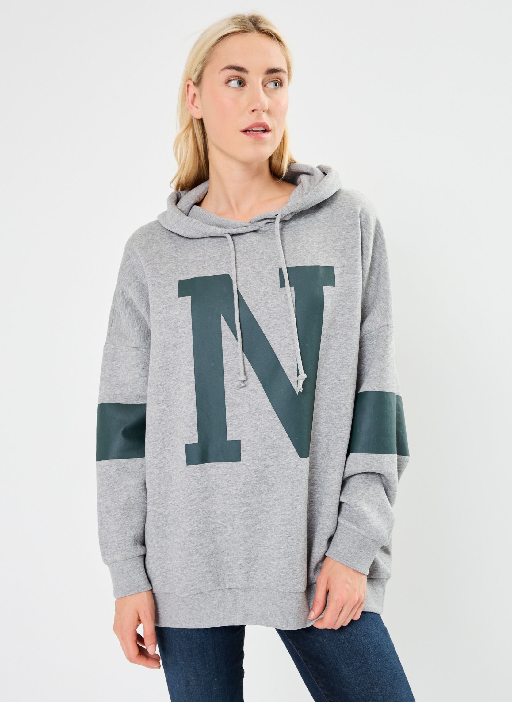 Kapuzenpullover NMBELIEVE OVERSIZE COLLEGE SWEAT JRS FWD damen grau Noisy May Kapuzenpullover NMBELIEVE OVERSIZE COLLEGE SWEAT JRS FWD damen grau LIGHT GREY MELANGE