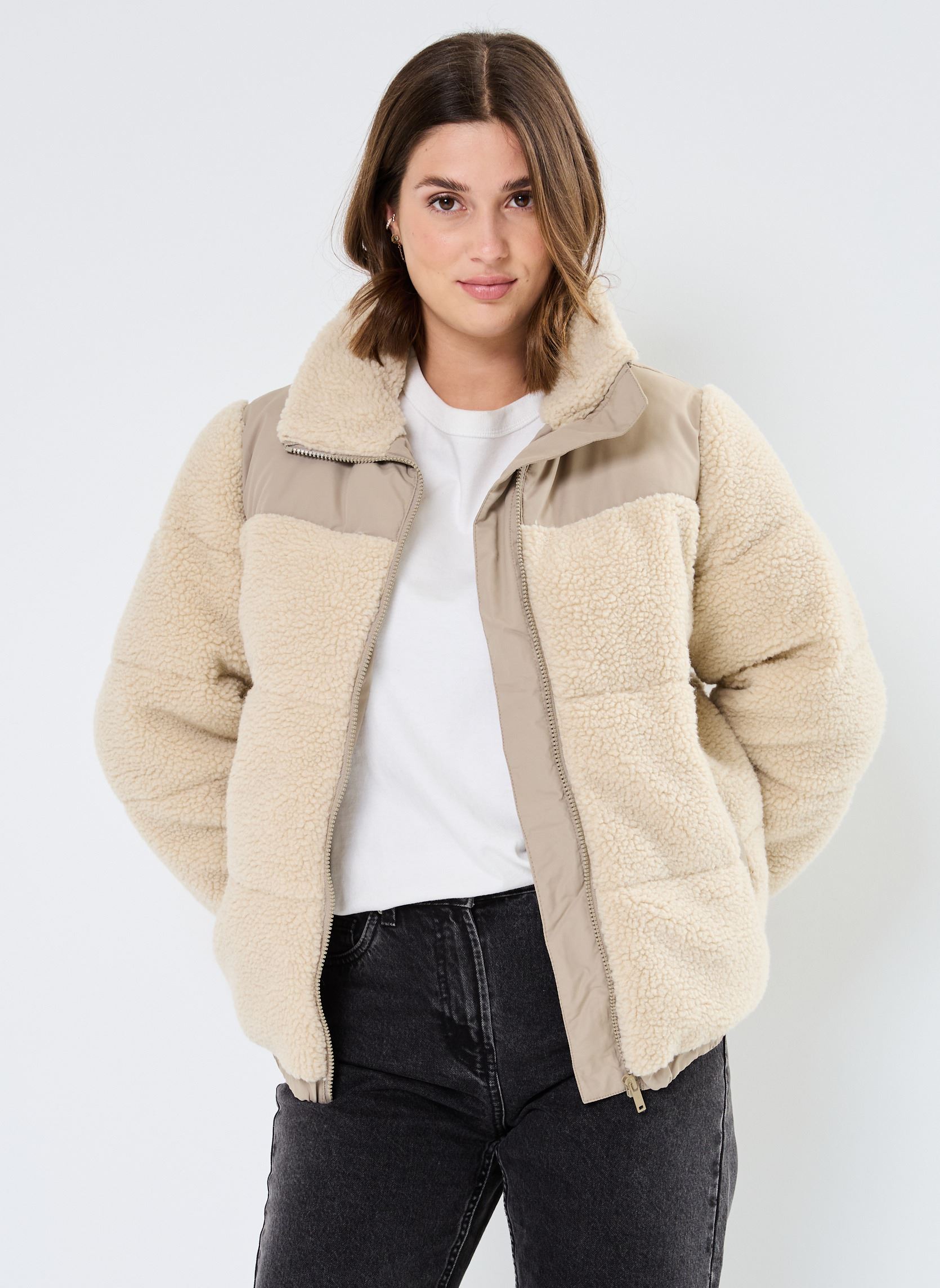 Vestes NMCHERIE L/S TEDDY PADDED JACKET DD femme beige Noisy May Vestes NMCHERIE L/S TEDDY PADDED JACKET DD femme beige PEARLED IVORY