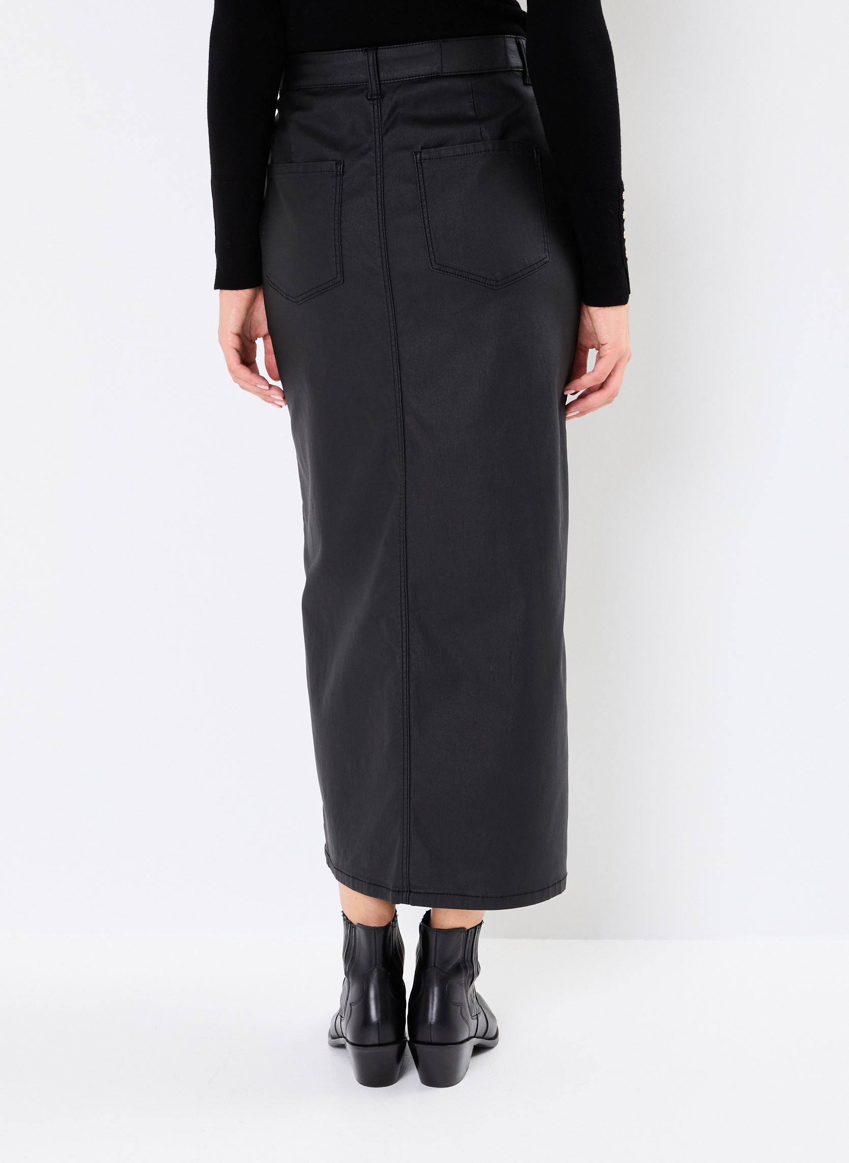 Lange rokken NMKATH NW SLIT LONG SKIRT COATED BL NOOS dames zwart Noisy May Lange rokken NMKATH NW SLIT LONG SKIRT COATED BL NOOS dames zwart Black