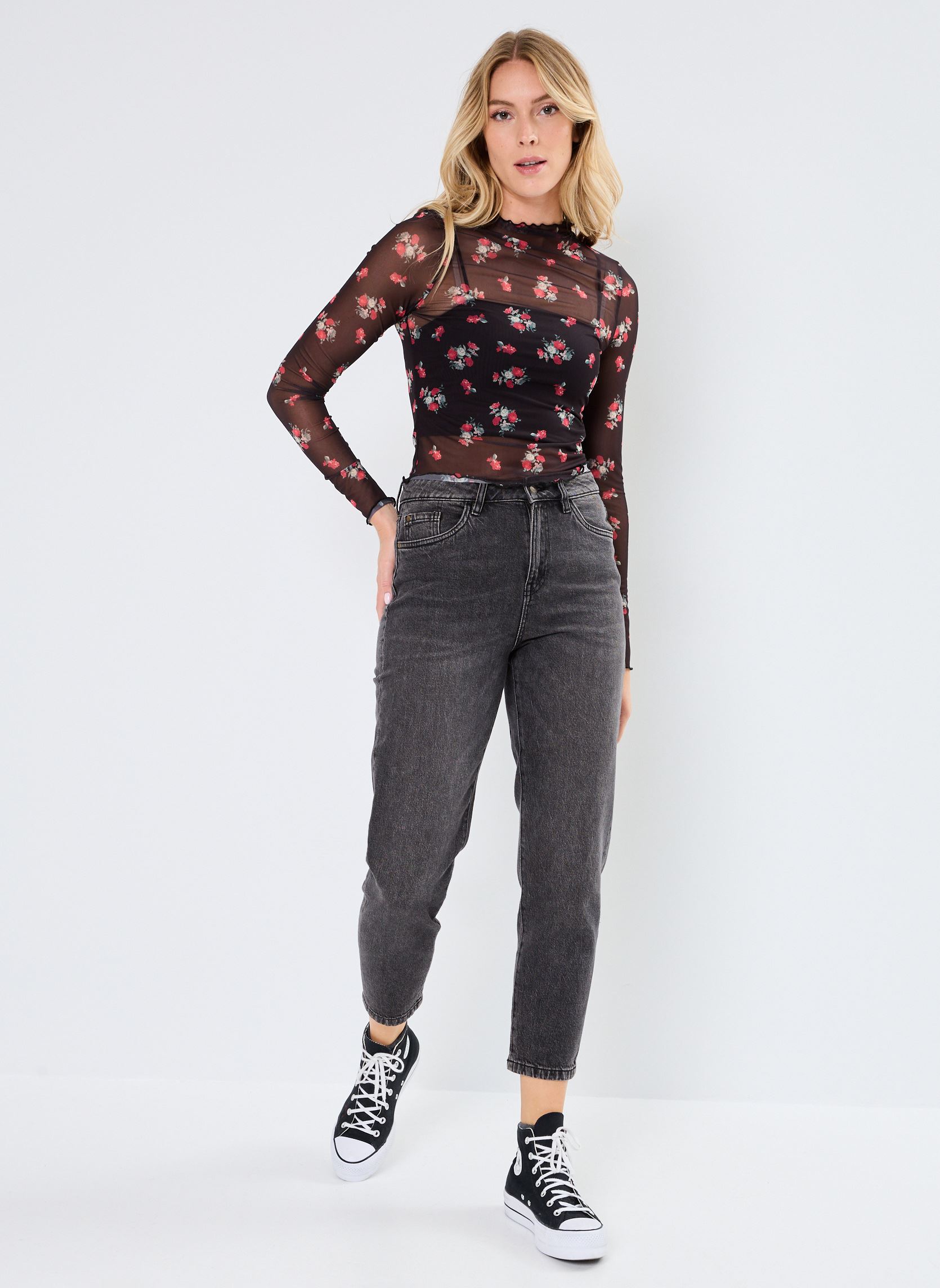 Blusas de manga larga NMLESLEY HIGHNECK TOP JRS FWD mujer negro Noisy May Blusas de manga larga NMLESLEY HIGHNECK TOP JRS FWD mujer negro Black