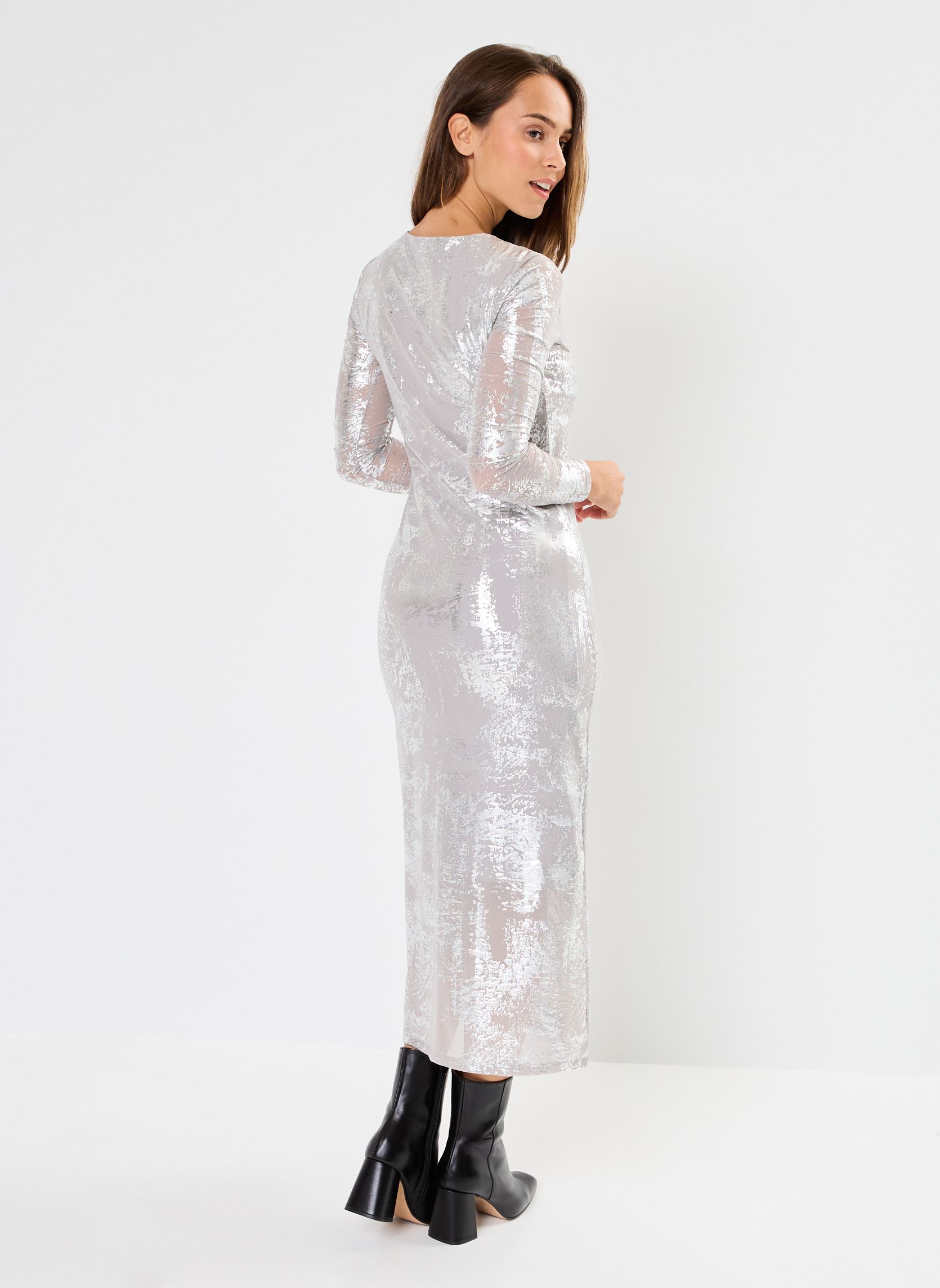 Lange jurken NMLUCIA L/S ANKLE DRESS JRS FWD dames zilver Noisy May Lange jurken NMLUCIA L/S ANKLE DRESS JRS FWD dames zilver GHOST GRAY