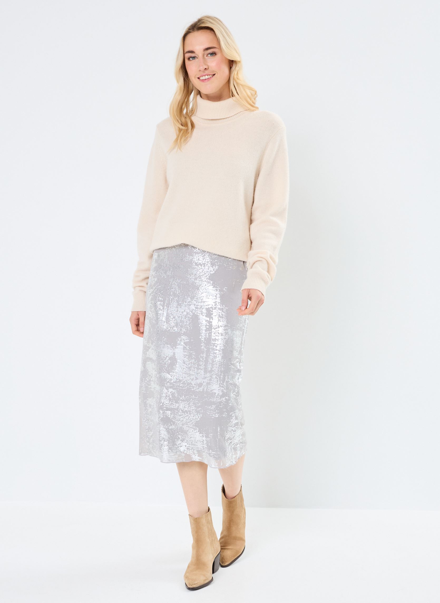 Jupes mi-longues NMLUCIA NW MESH MIDI SKIRT JRS FWD femme argent Noisy May Jupes mi-longues NMLUCIA NW MESH MIDI SKIRT JRS FWD femme argent Ghost Gray
