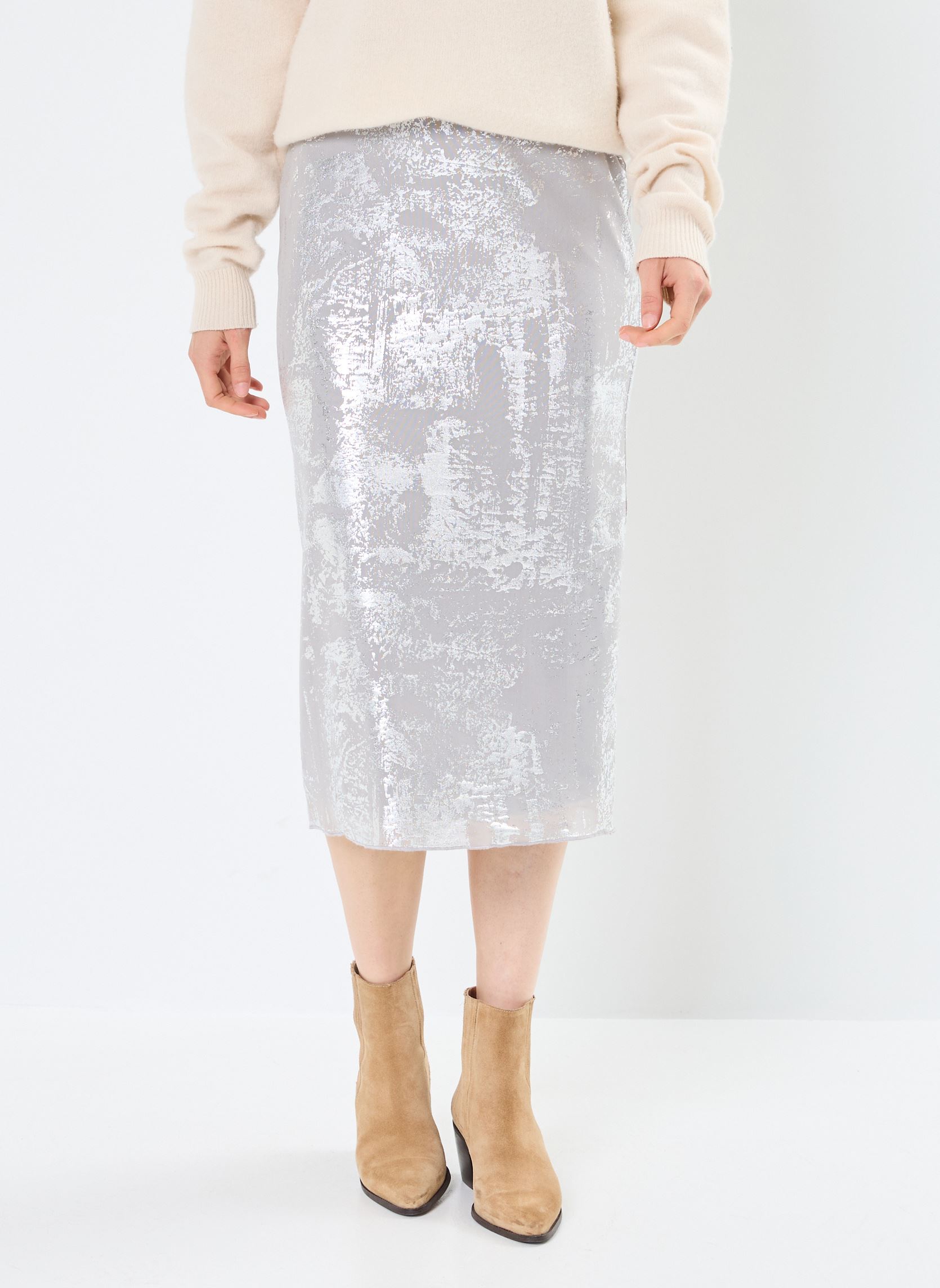 Jupes mi-longues NMLUCIA NW MESH MIDI SKIRT JRS FWD femme argent Noisy May Jupes mi-longues NMLUCIA NW MESH MIDI SKIRT JRS FWD femme argent Ghost Gray