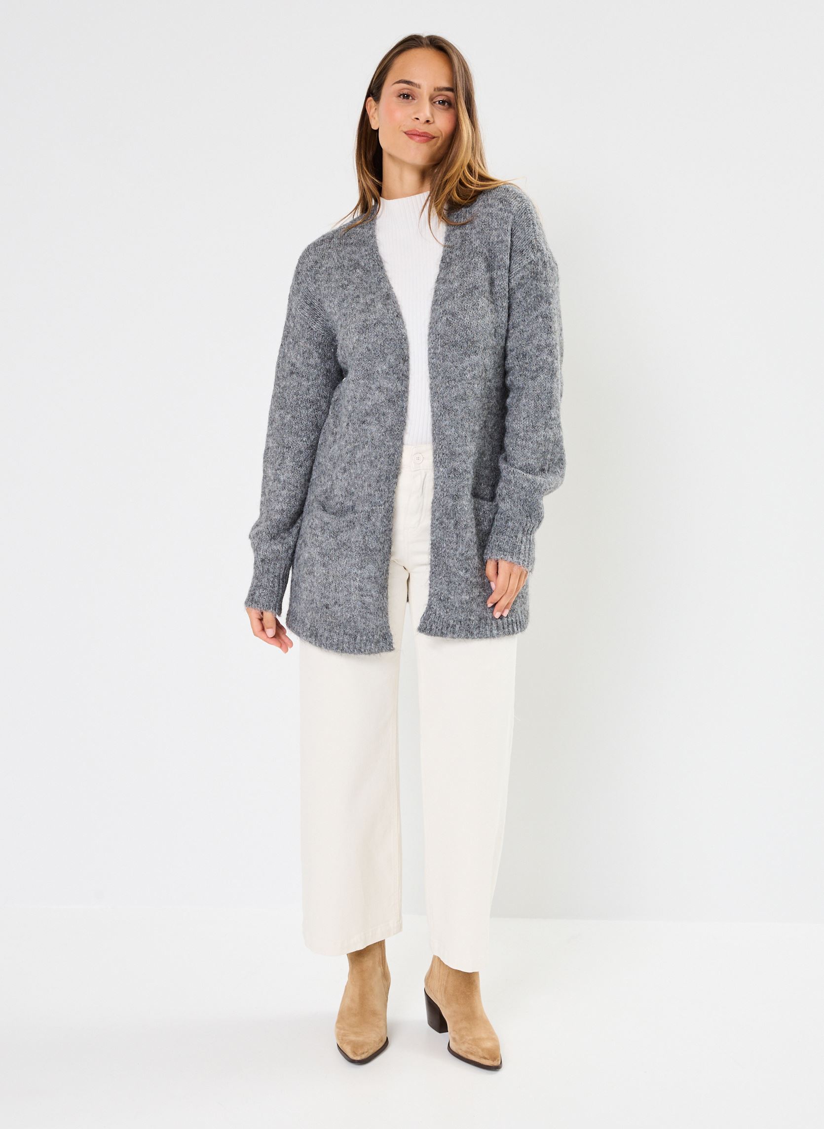 Gilet NMSUTTON L/S KNIT COATIGAN FWD S* donna grigio Noisy May Gilet NMSUTTON L/S KNIT COATIGAN FWD S* donna grigio Medium Grey Melange