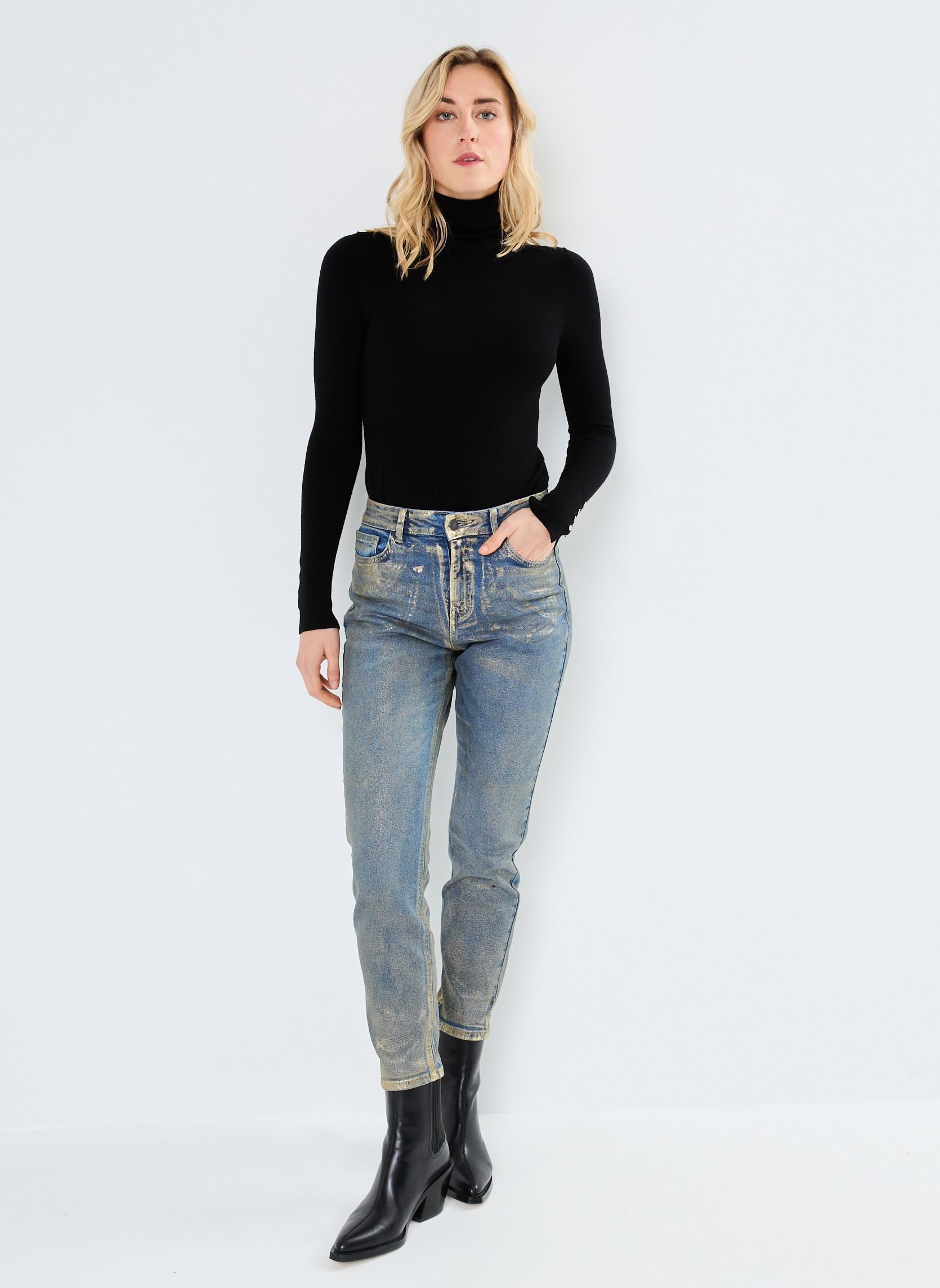 Jeans slim et skinny NMMONI HW ST ANK GOLDEN COATED JEANS femme bleu Noisy May Jeans slim et skinny NMMONI HW ST ANK GOLDEN COATED JEANS femme bleu DARK BLUE DENIM