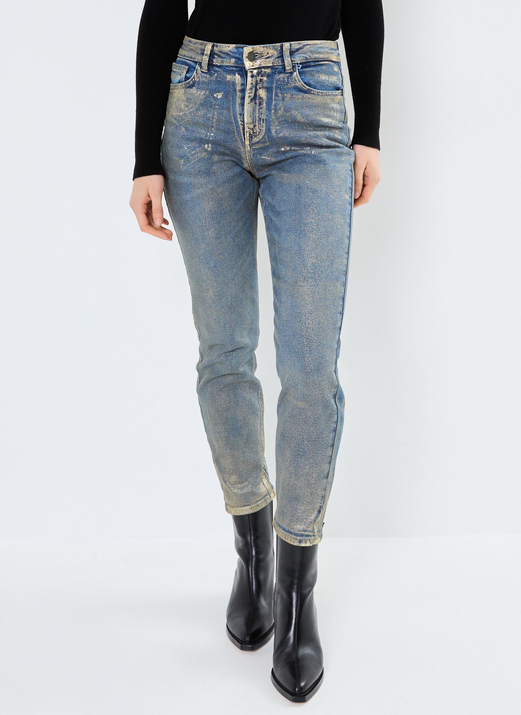 Jeans slim et skinny NMMONI HW ST ANK GOLDEN COATED JEANS femme bleu Noisy May Jeans slim et skinny NMMONI HW ST ANK GOLDEN COATED JEANS femme bleu DARK BLUE DENIM