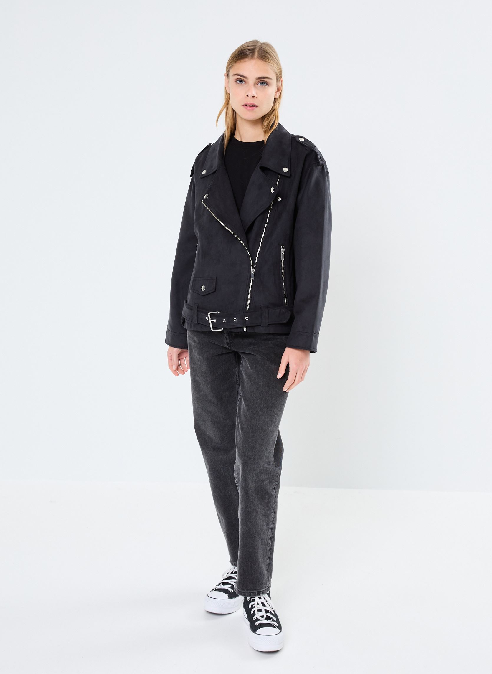 Lederjacken NMPAULINA SUEDE OVERSIZE BIKER damen schwarz Noisy May Lederjacken NMPAULINA SUEDE OVERSIZE BIKER damen schwarz Black