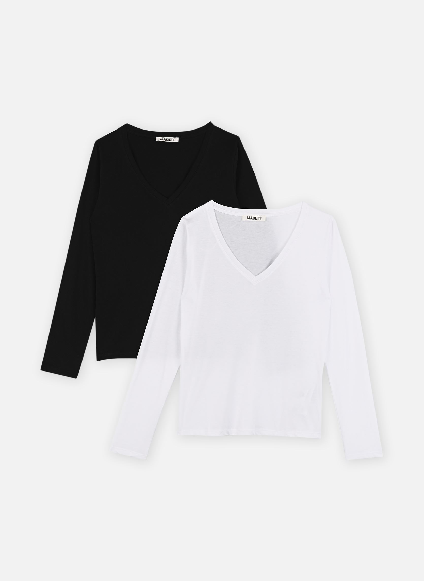 Langarm-T-Shirts TEELOTL lots damen schwarz MADE BY Langarm-T-Shirts TEELOTL lots damen schwarz Noir Blanc