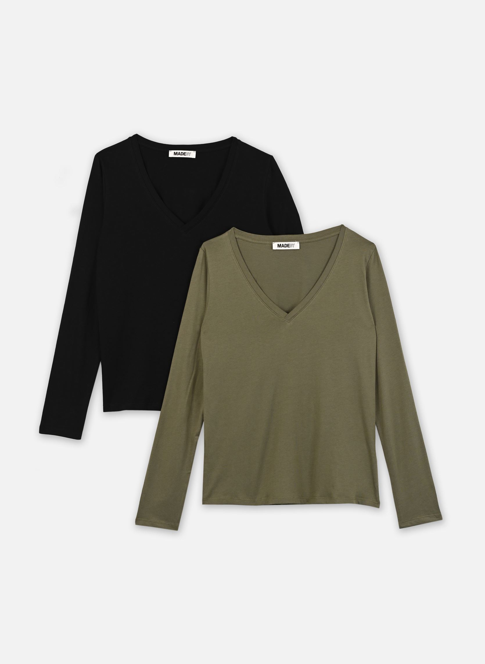 Tee-shirts manches longues TEELOTL lots femme vert MADE BY Tee-shirts manches longues TEELOTL lots femme vert Noir Kaki