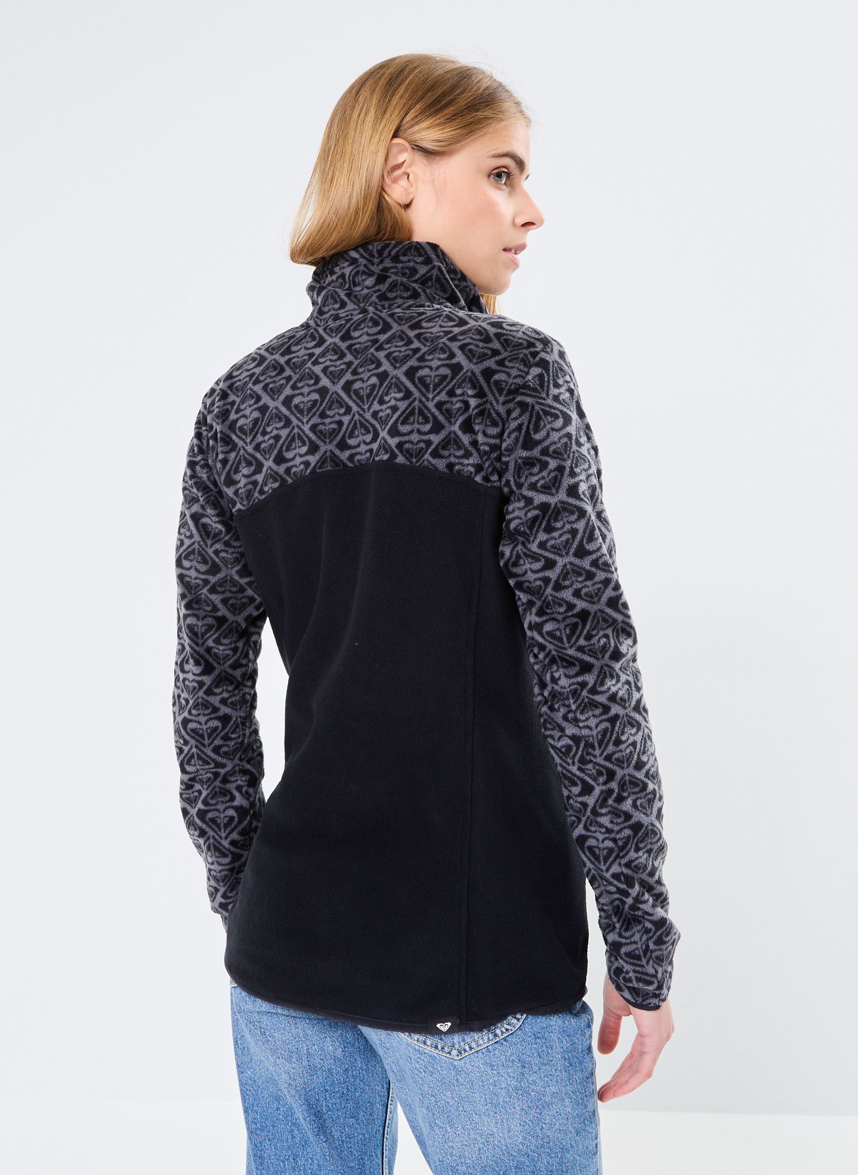 Fleece truien Sayna dames zwart Roxy Fleece truien Sayna dames zwart TRUE BLACK ROXYGRAM TONAL