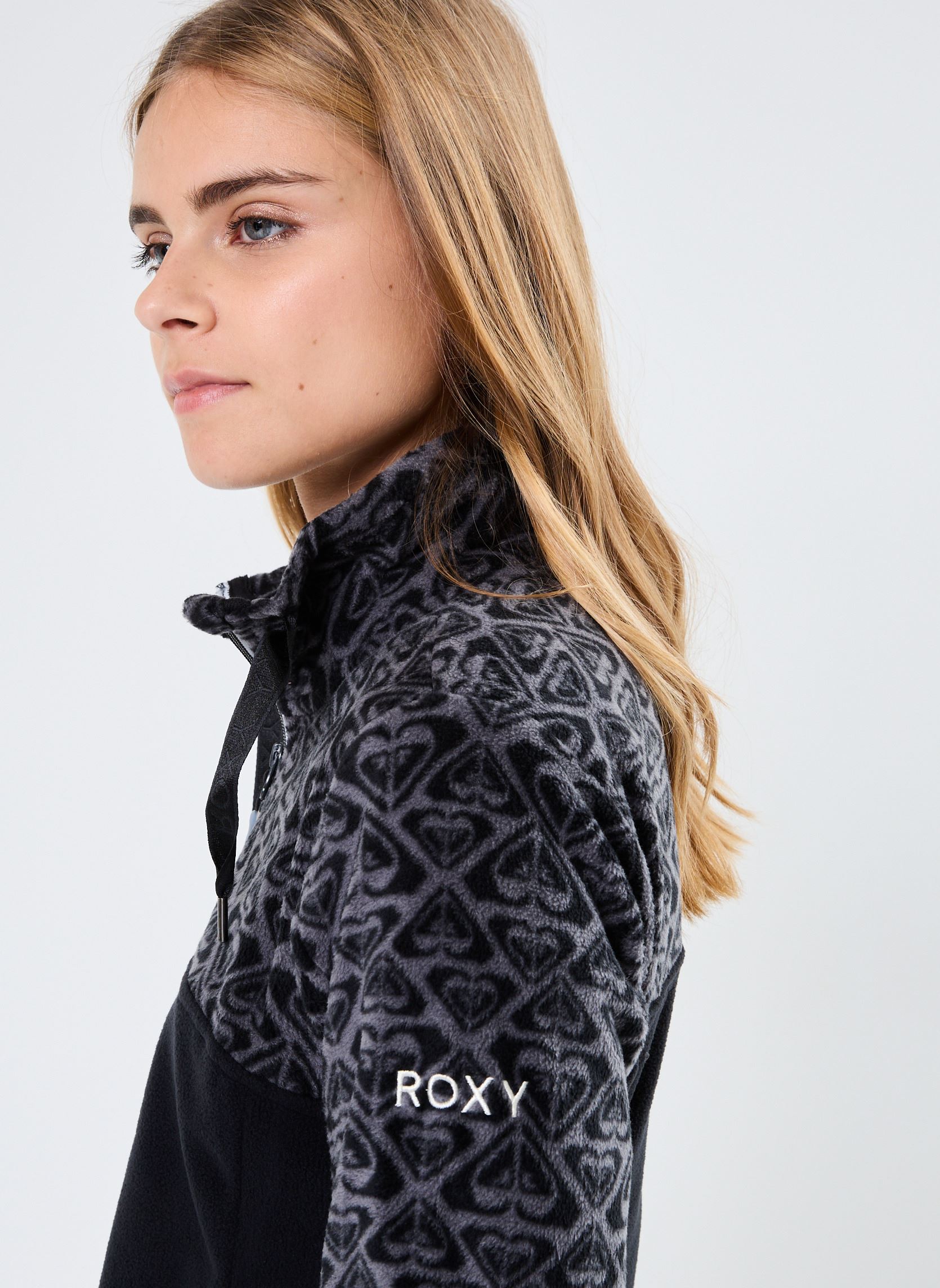 Fleece truien Sayna dames zwart Roxy Fleece truien Sayna dames zwart TRUE BLACK ROXYGRAM TONAL