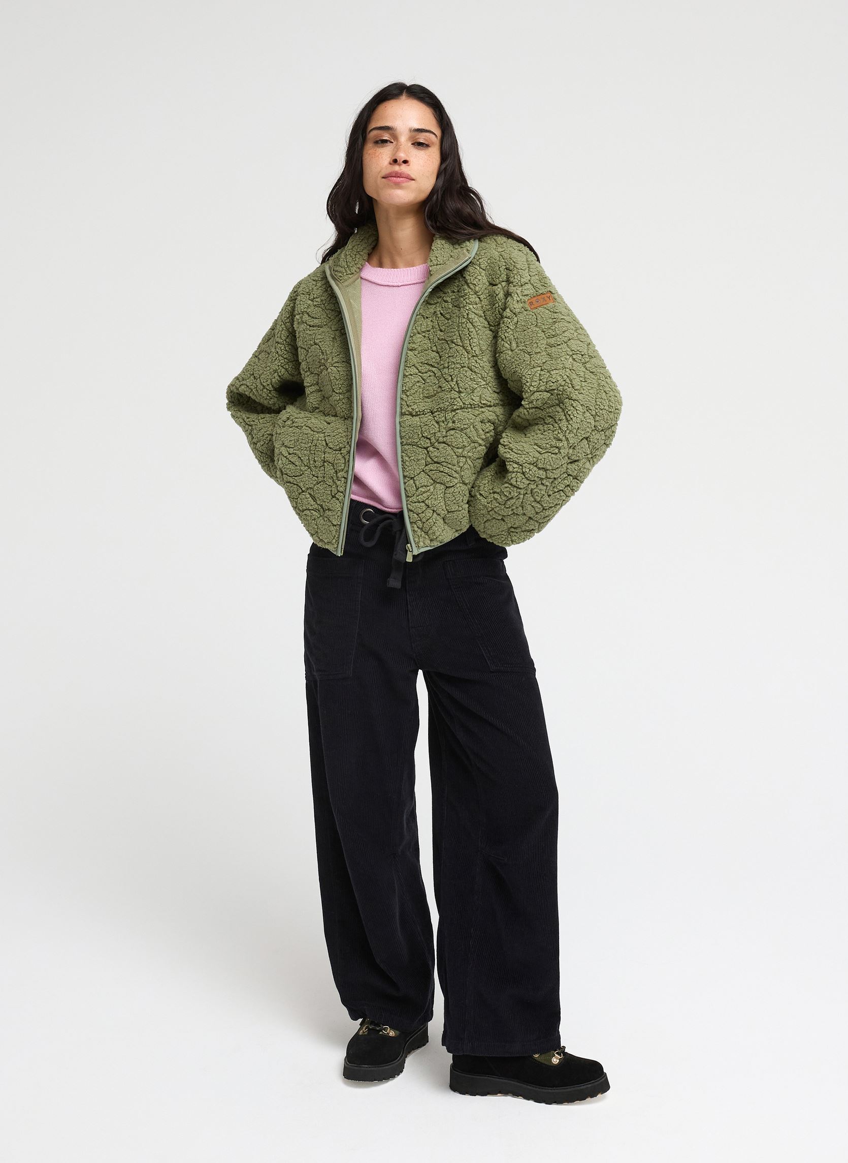 Fleece-Jacken Blurry Cloud damen grün Roxy Fleece-Jacken Blurry Cloud damen grün OIL GREEN OUTLINE MO