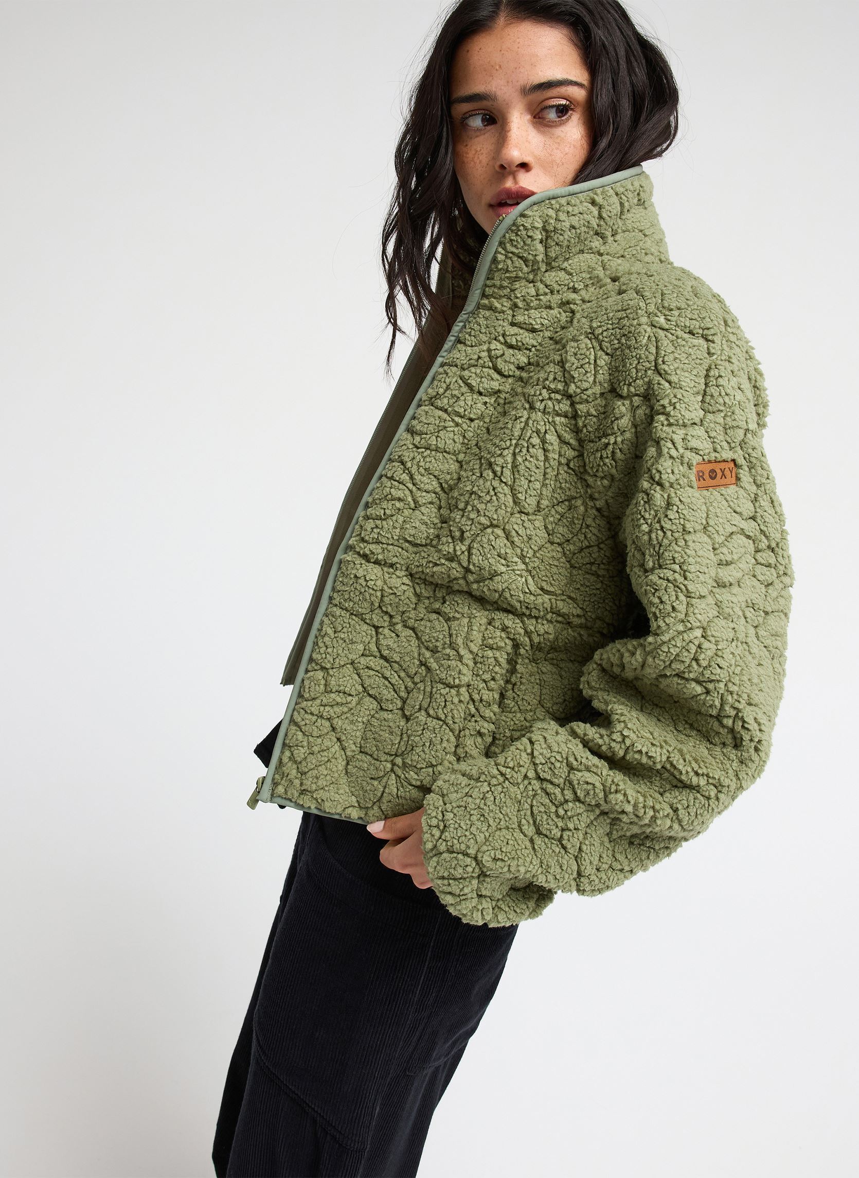 Fleece-Jacken Blurry Cloud damen grün Roxy Fleece-Jacken Blurry Cloud damen grün OIL GREEN OUTLINE MO