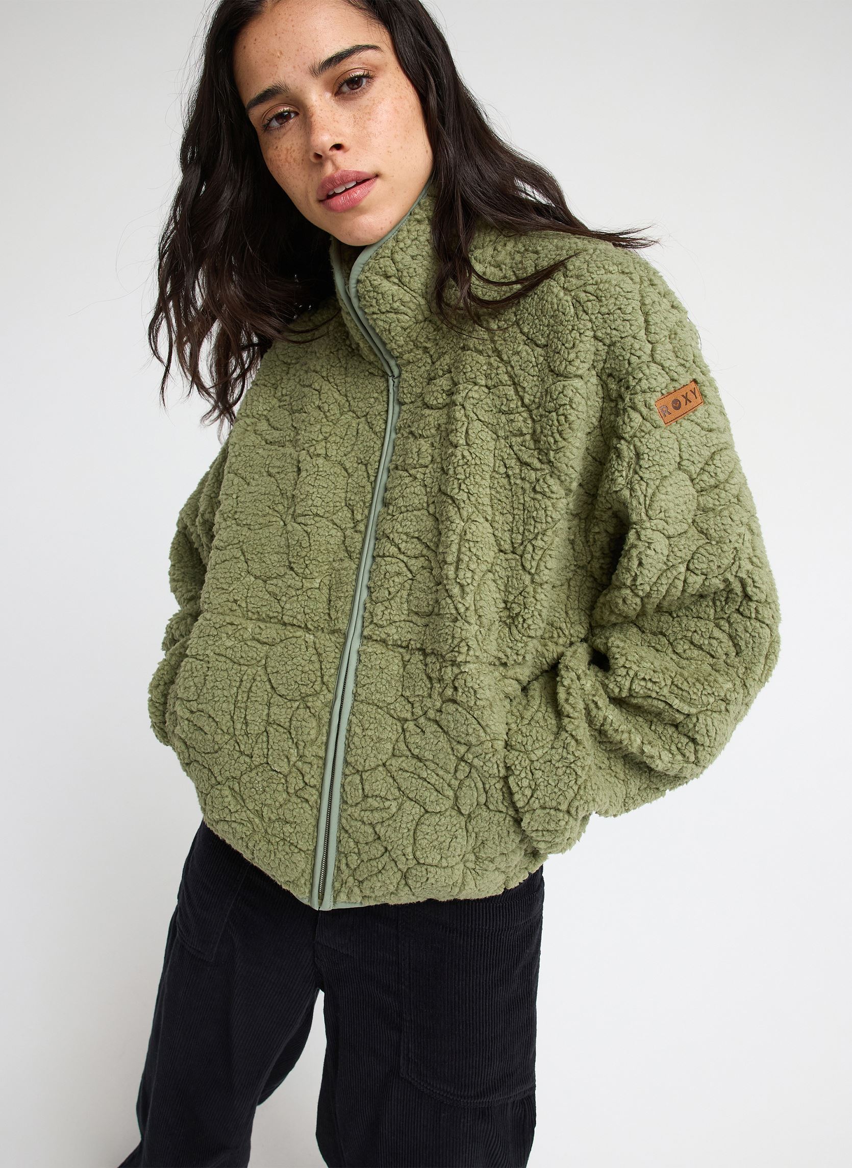 Fleece-Jacken Blurry Cloud damen grün Roxy Fleece-Jacken Blurry Cloud damen grün OIL GREEN OUTLINE MO