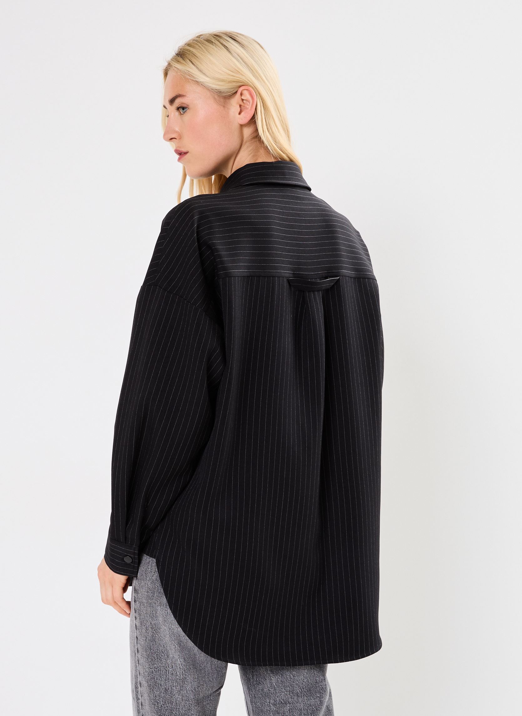 Camicie a maniche lunghe NMDALLAS L/S PINSTRIPE OVERSHIRT FWD donna nero Noisy May Camicie a maniche lunghe NMDALLAS L/S PINSTRIPE OVERSHIRT FWD donna nero Black