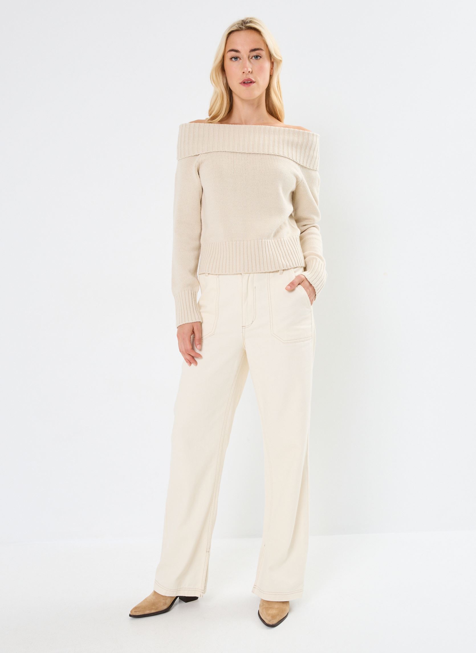 Pulls NMLIMA L/S OFF SHOULDER KNIT FWD femme beige Noisy May Pulls NMLIMA L/S OFF SHOULDER KNIT FWD femme beige Oatmeal