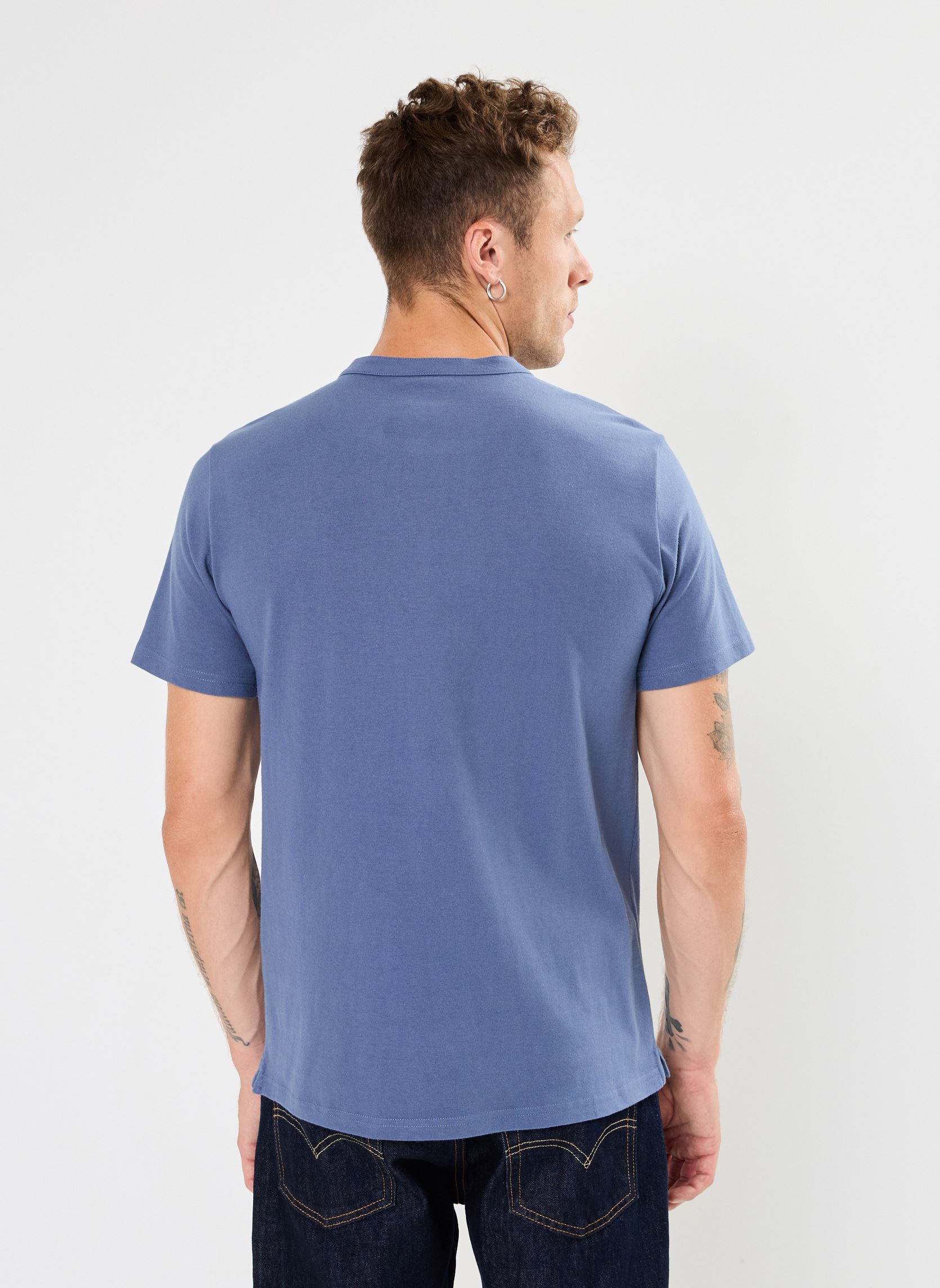 Homme Chemise Lin Chemise décontractée Chemise Henley Shirt bleu marine