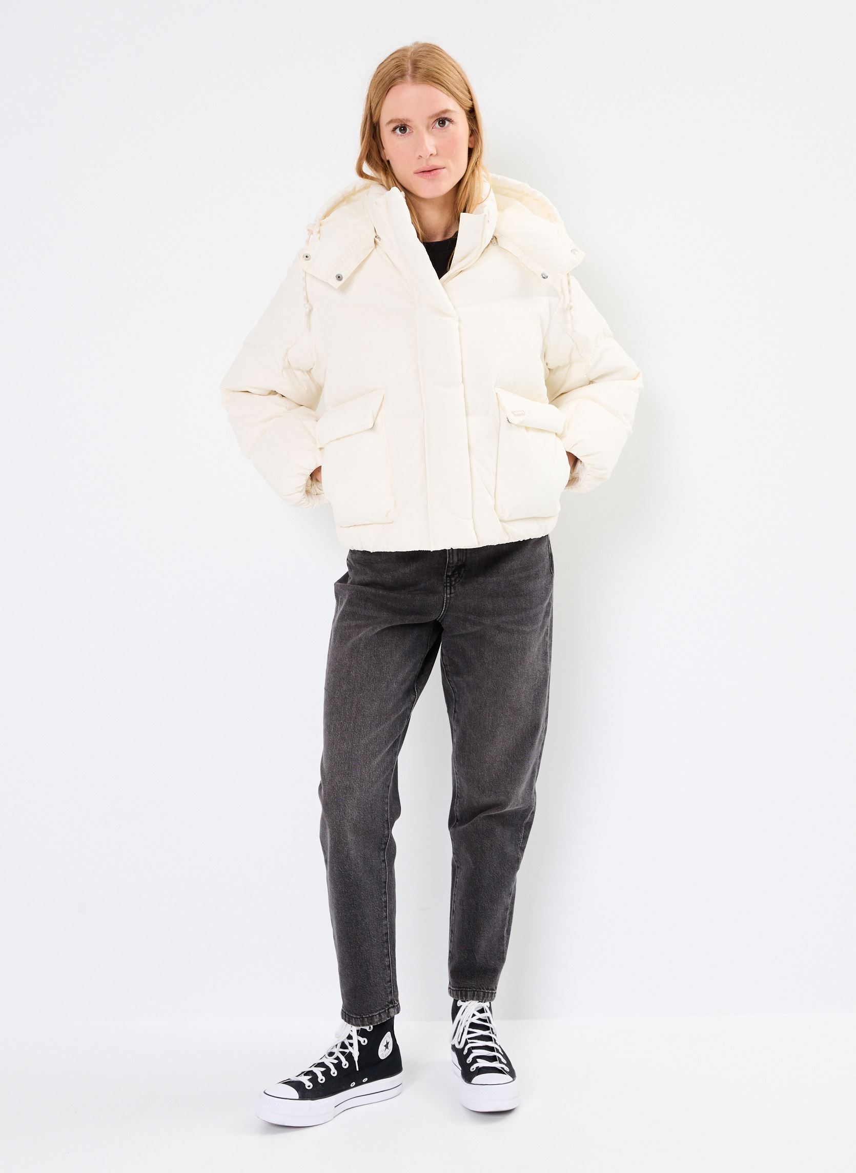 Gewatteerde jassen Western Bubble Shorty dames wit Levi's Gewatteerde jassen Western Bubble Shorty dames wit Egret