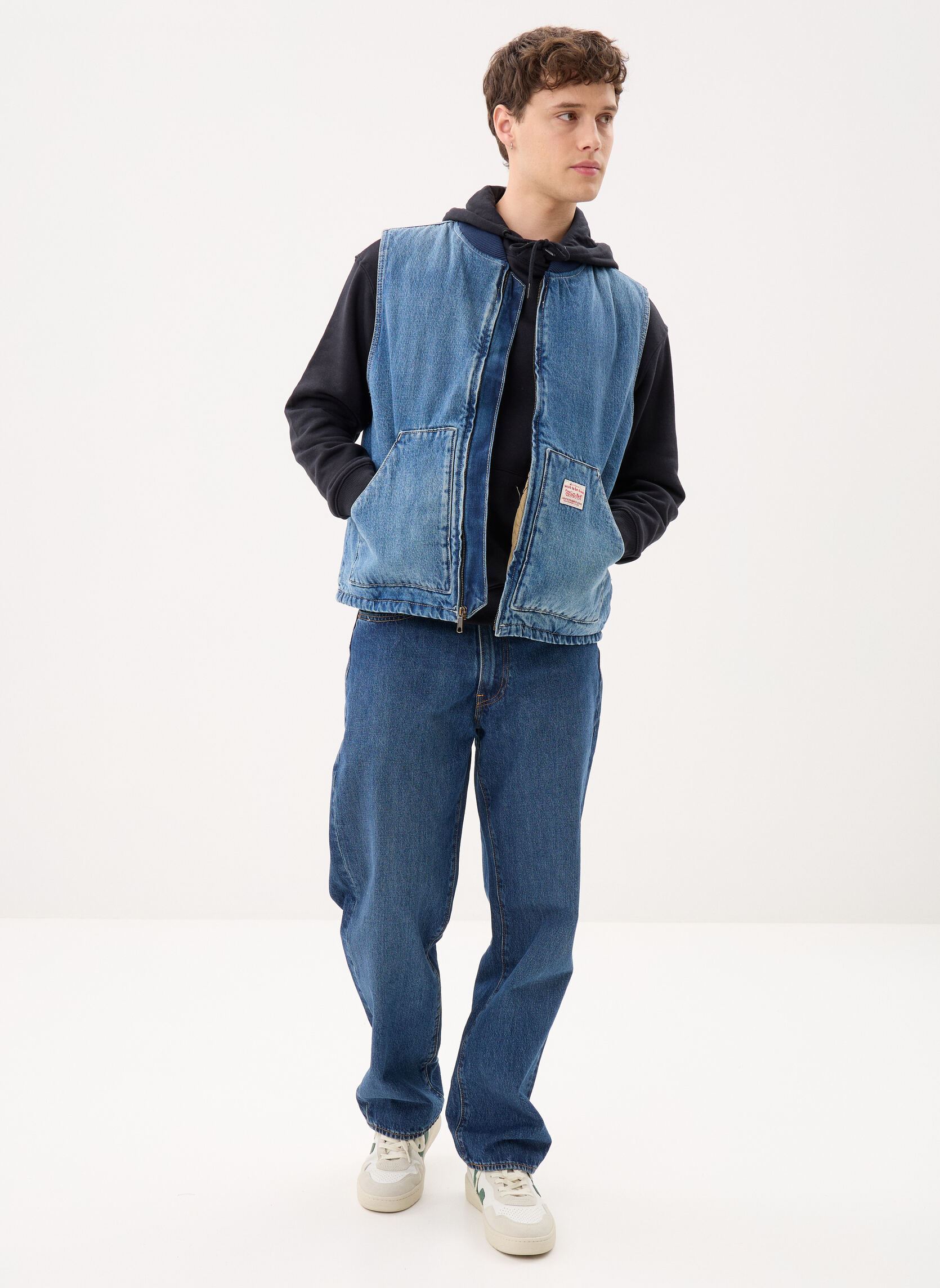 Gewatteerde jassen zonder mouwen Sansome Vest heren blauw Levi's Gewatteerde jassen zonder mouwen Sansome Vest heren blauw SUNBURNT VEST