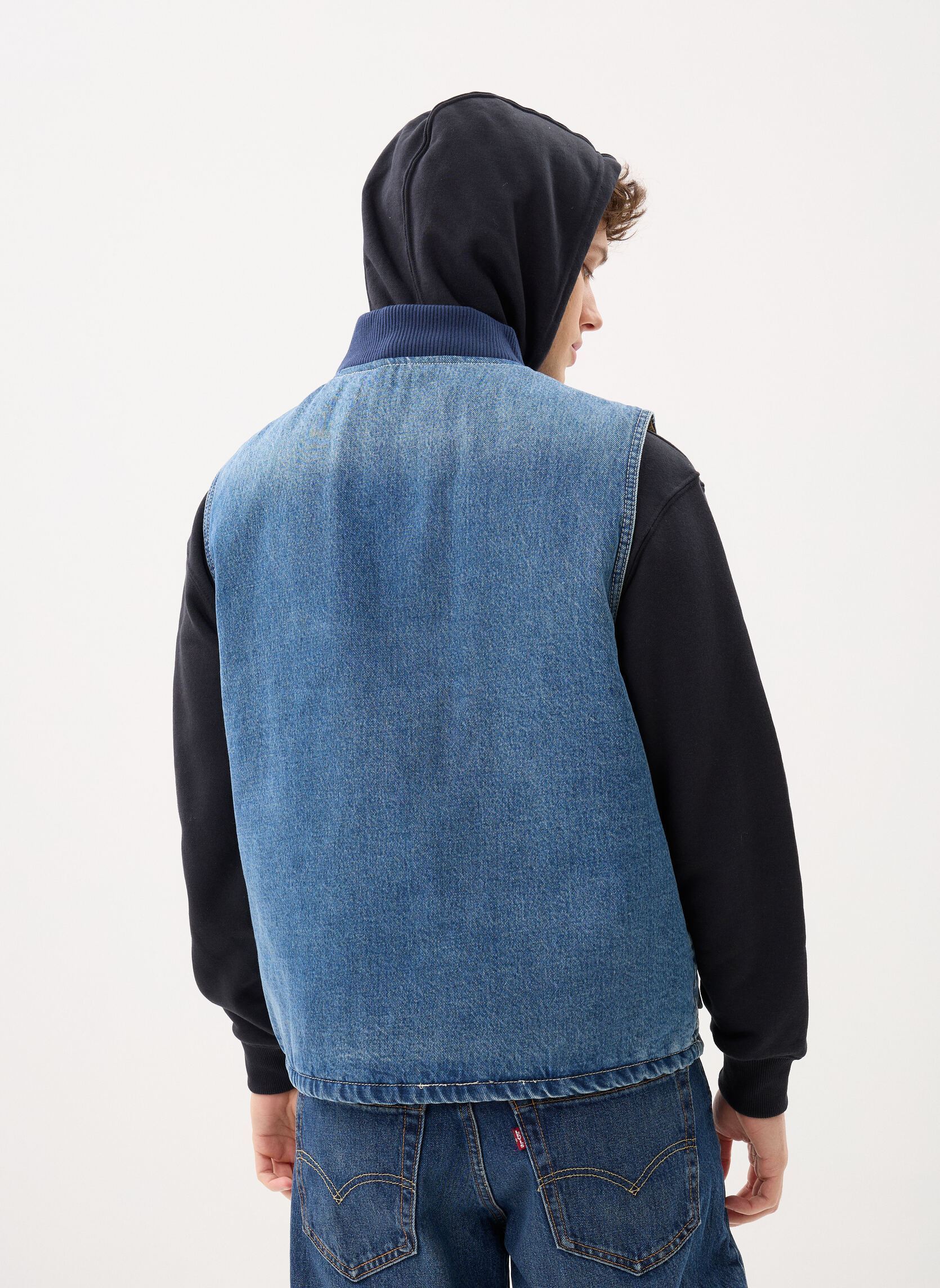 Gewatteerde jassen zonder mouwen Sansome Vest heren blauw Levi's Gewatteerde jassen zonder mouwen Sansome Vest heren blauw SUNBURNT VEST