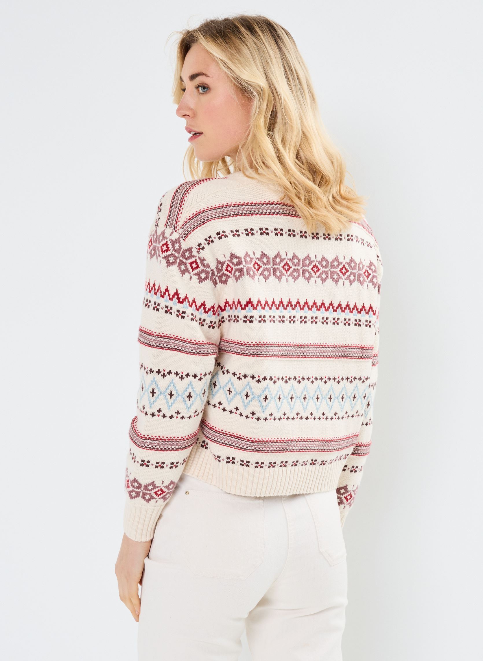 Gilets Gala Fairisle Cardigan femme beige Levi's Gilets Gala Fairisle Cardigan femme beige HAYLEY FAIR ISLE WHI