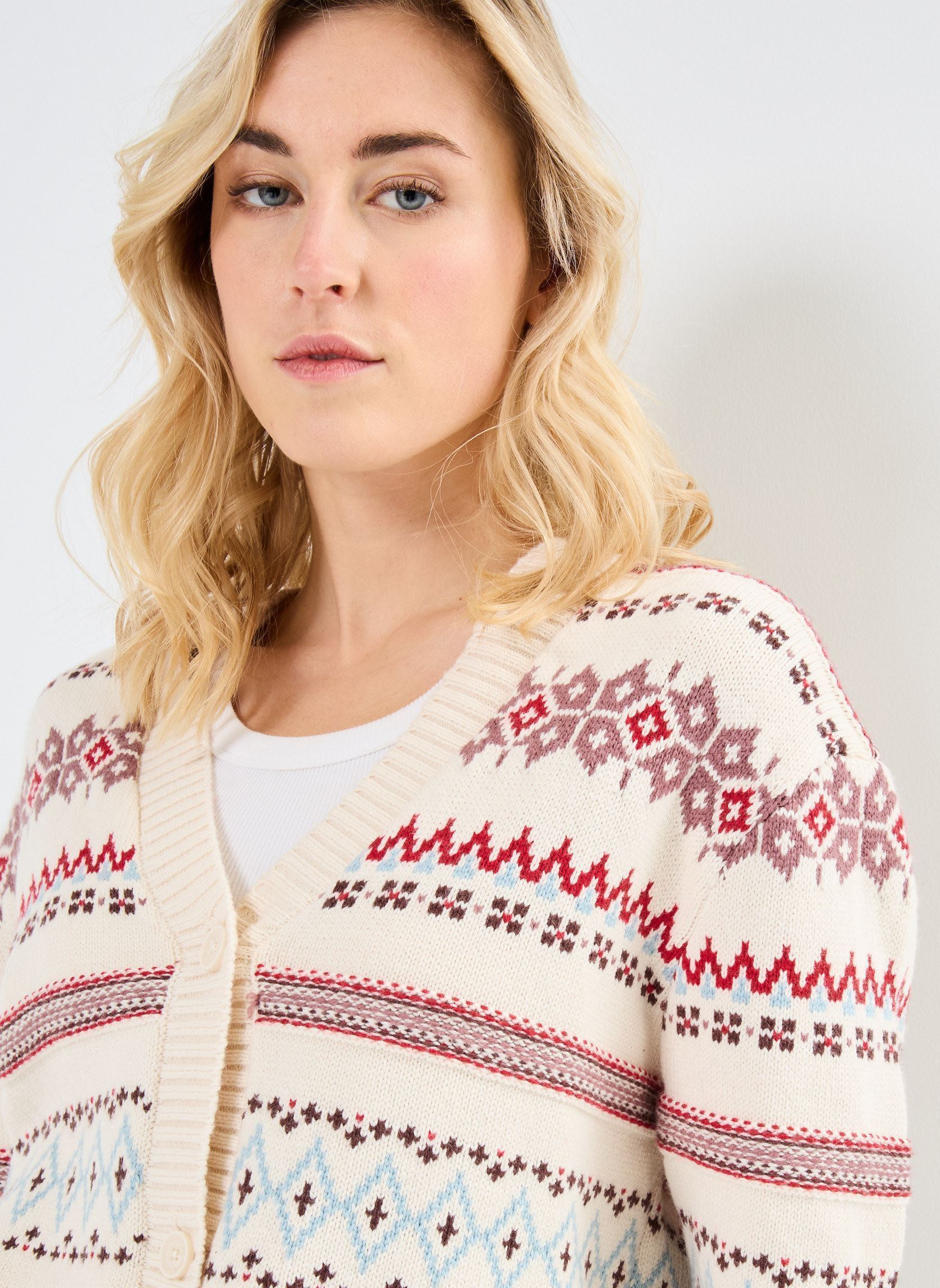 Gilets Gala Fairisle Cardigan femme beige Levi's Gilets Gala Fairisle Cardigan femme beige HAYLEY FAIR ISLE WHI