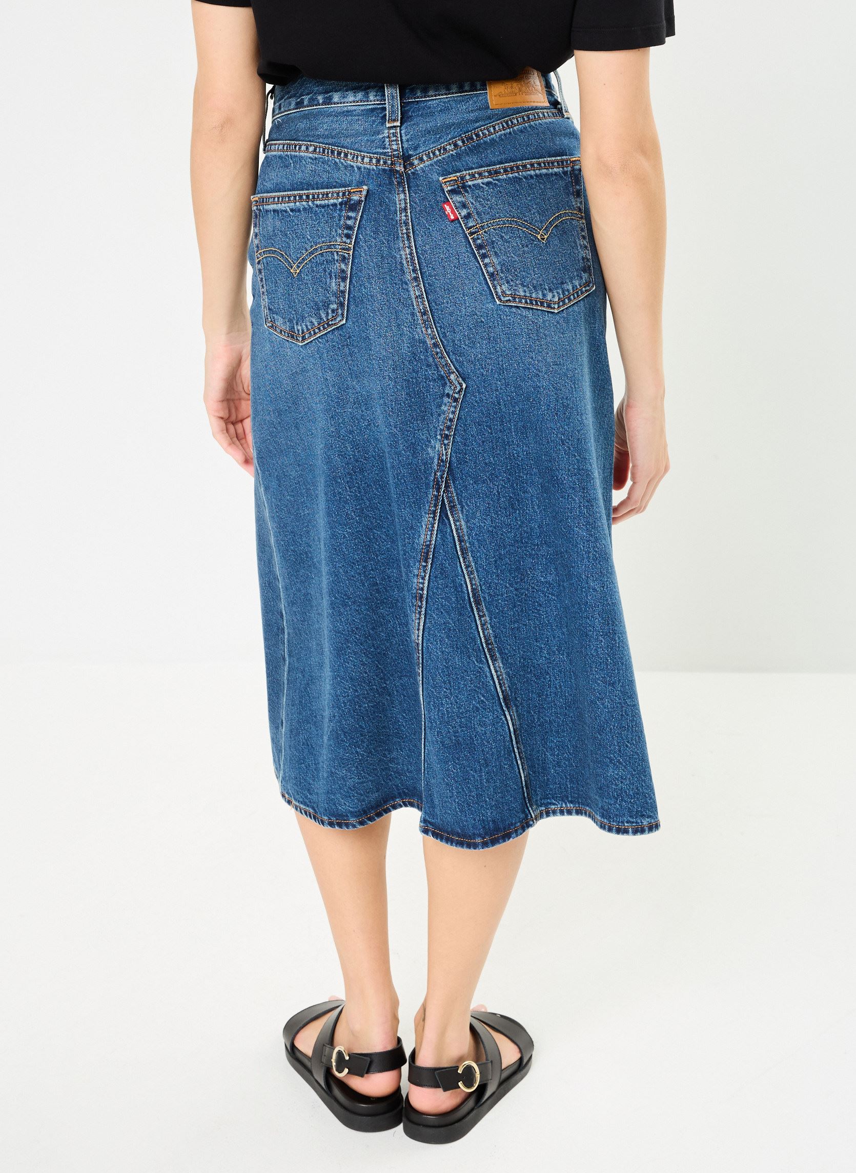 Jupes mi-longues Hr A-Line Decon Skirt femme bleu Levi's Jupes mi-longues Hr A-Line Decon Skirt femme bleu Mid Morning