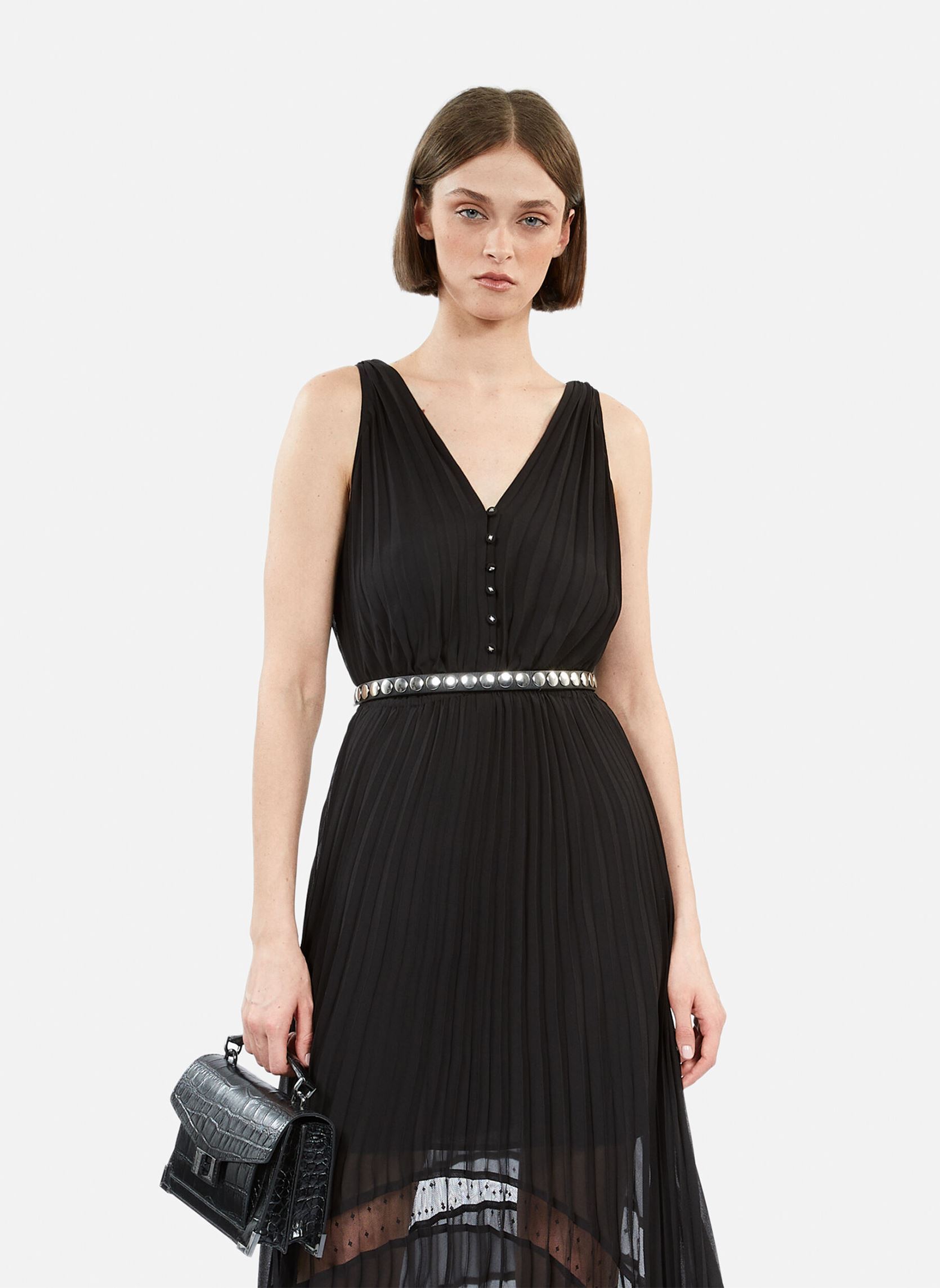 Robes longues FROB28179K femme noir The Kooples Robes longues FROB28179K femme noir BLA01