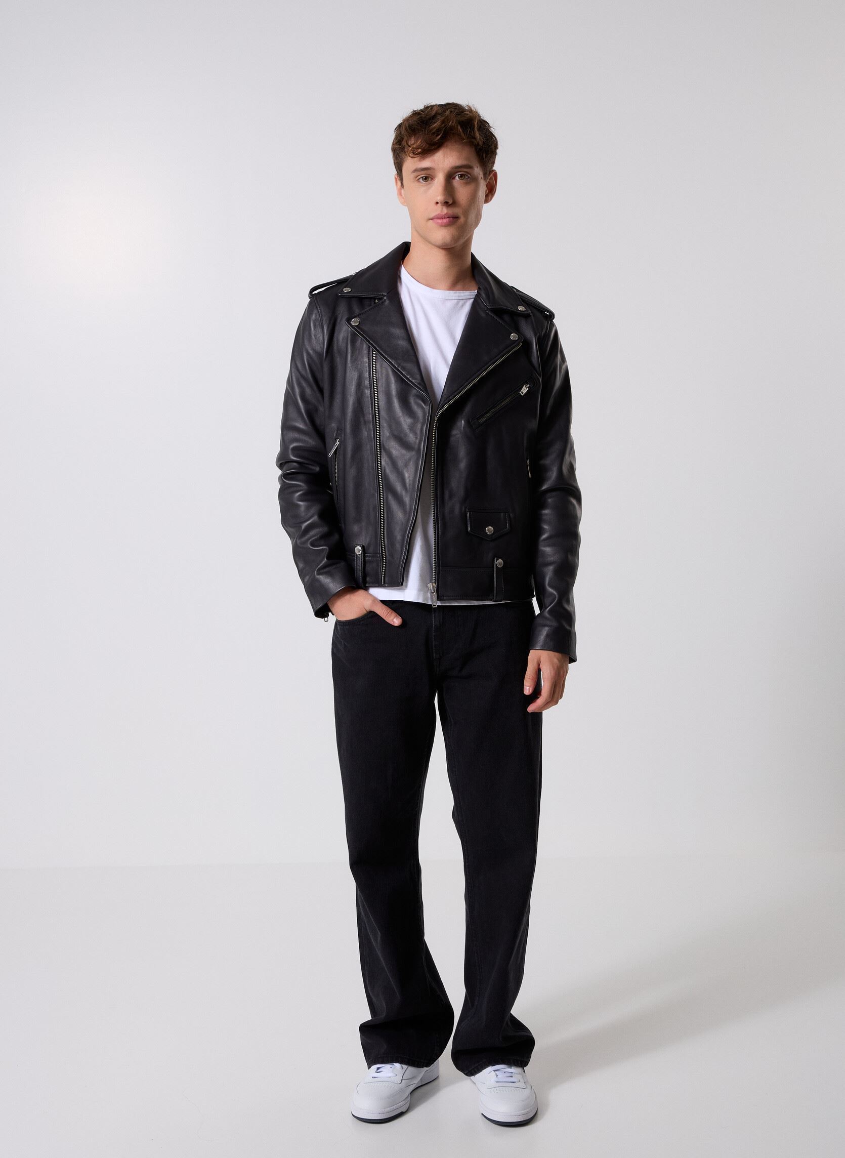 Vestes en cuir HCUI29007K homme noir The Kooples Vestes en cuir HCUI29007K homme noir BLA01