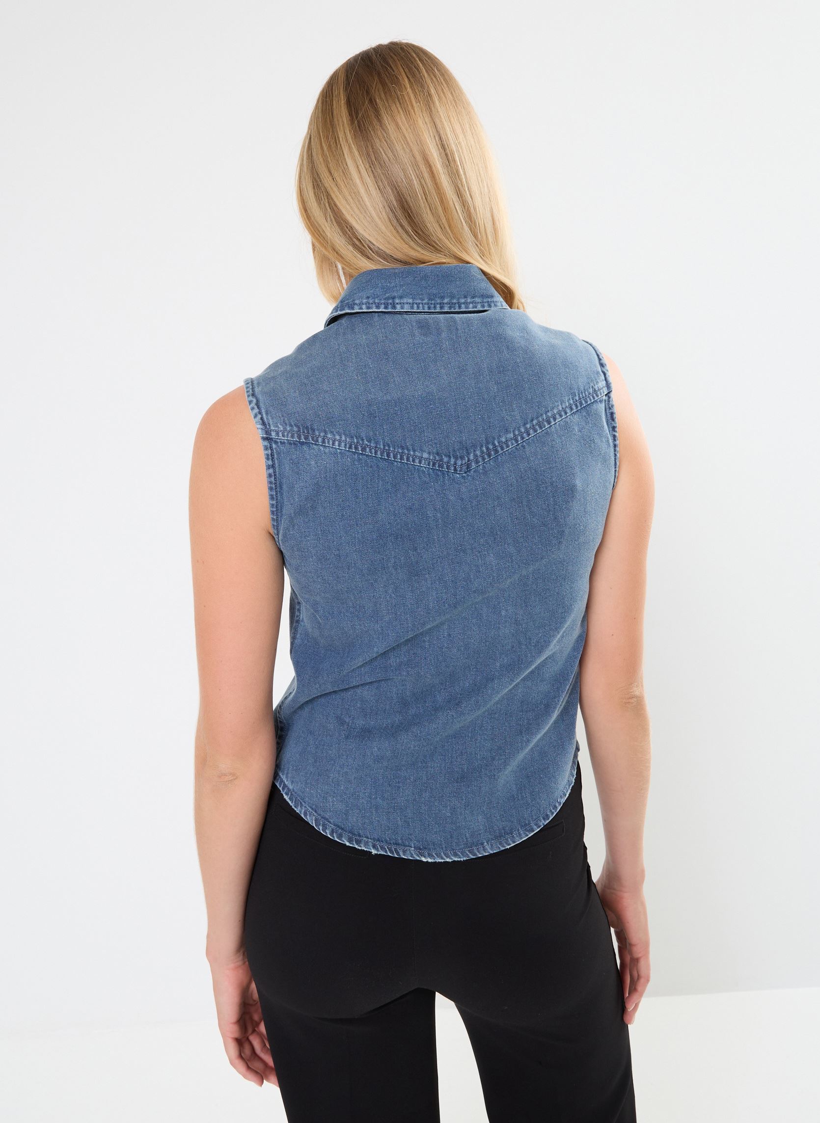 Vestes sans manches FCCD29000J femme bleu The Kooples Vestes sans manches FCCD29000J femme bleu BLU06