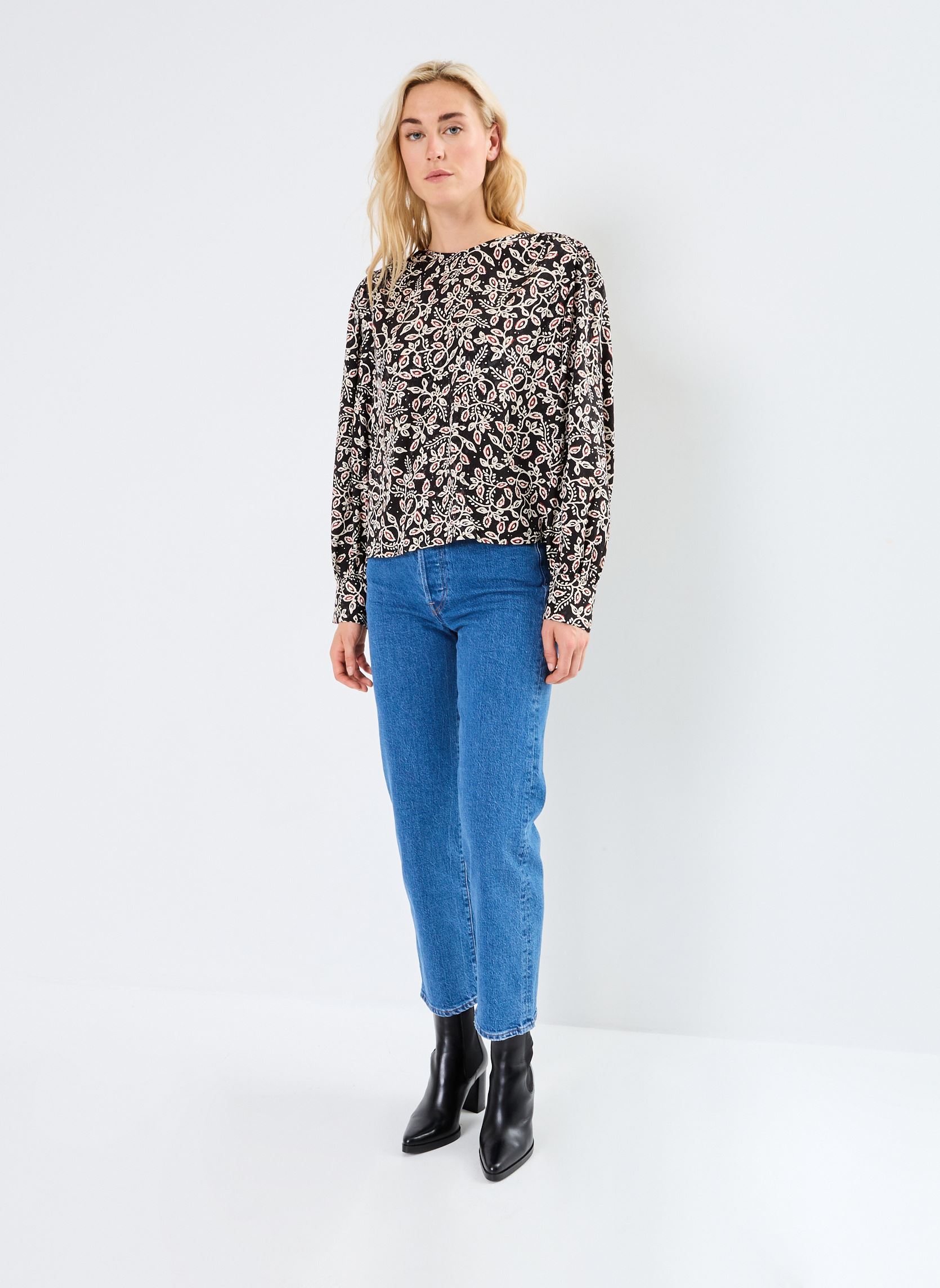Blouses met lange mouwen Nimes dames zwart Grace & Mila Blouses met lange mouwen Nimes dames zwart Noir