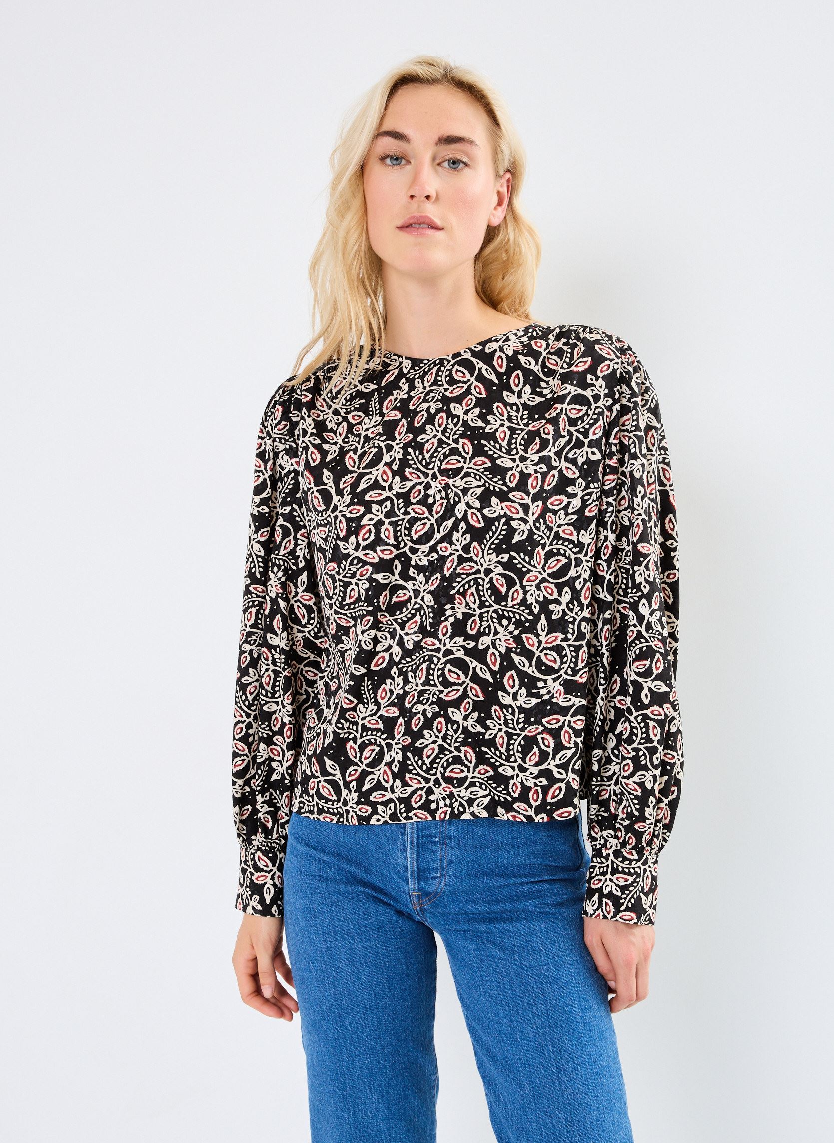 Blouses met lange mouwen Nimes dames zwart Grace & Mila Blouses met lange mouwen Nimes dames zwart Noir