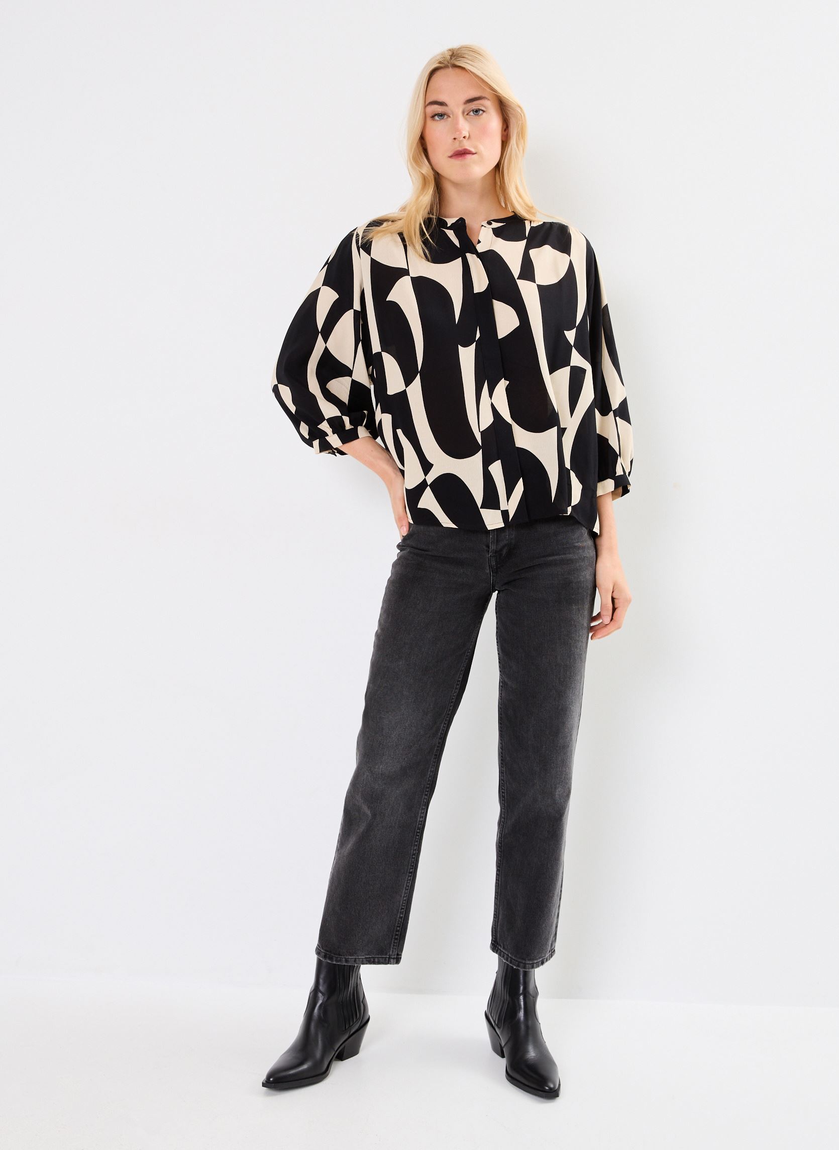Blouses met lange mouwen Nymphea dames zwart Grace & Mila Blouses met lange mouwen Nymphea dames zwart NOIR