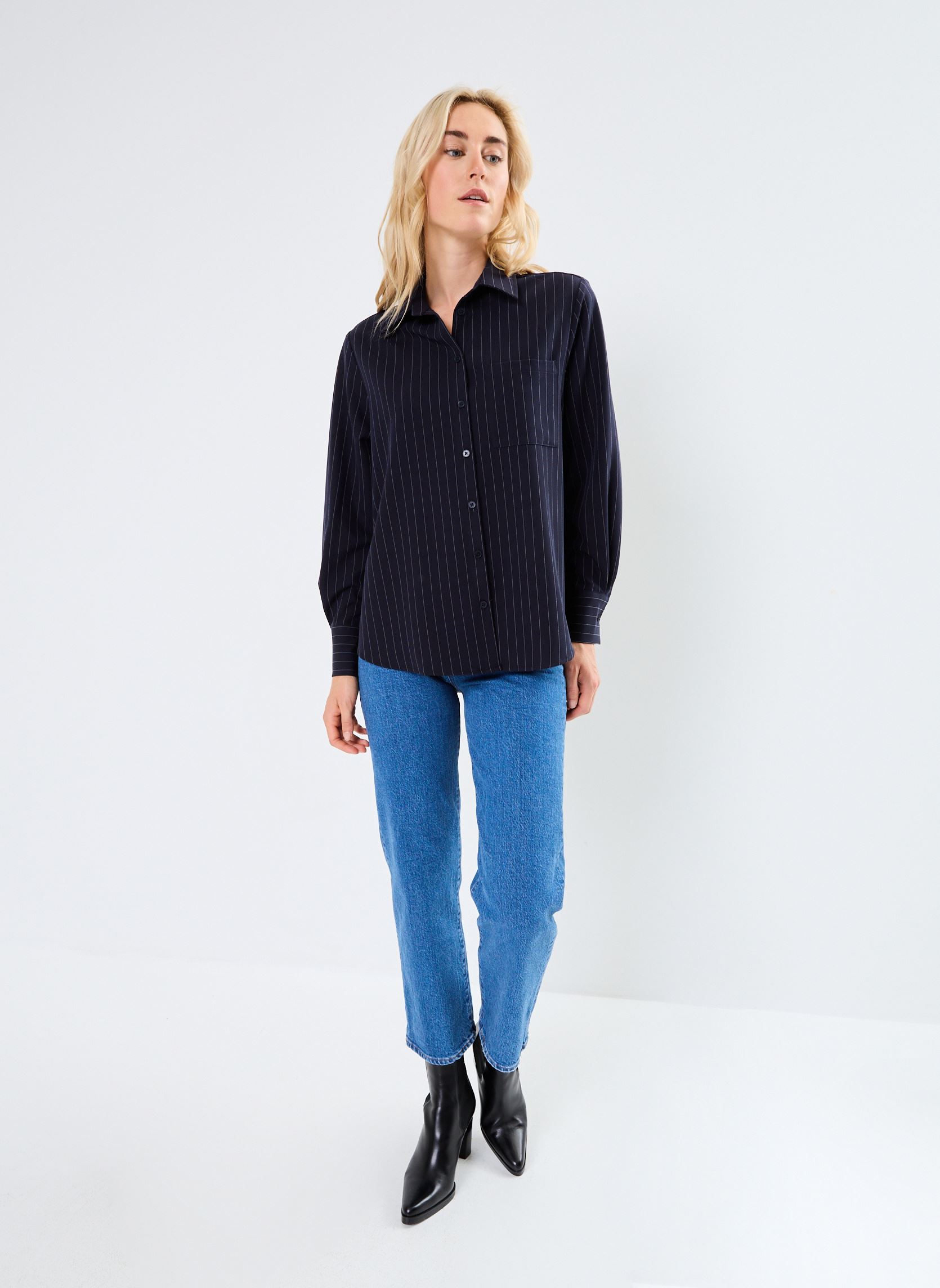 Langarm-Hemden Nawelle damen blau Grace & Mila Langarm-Hemden Nawelle damen blau Marine