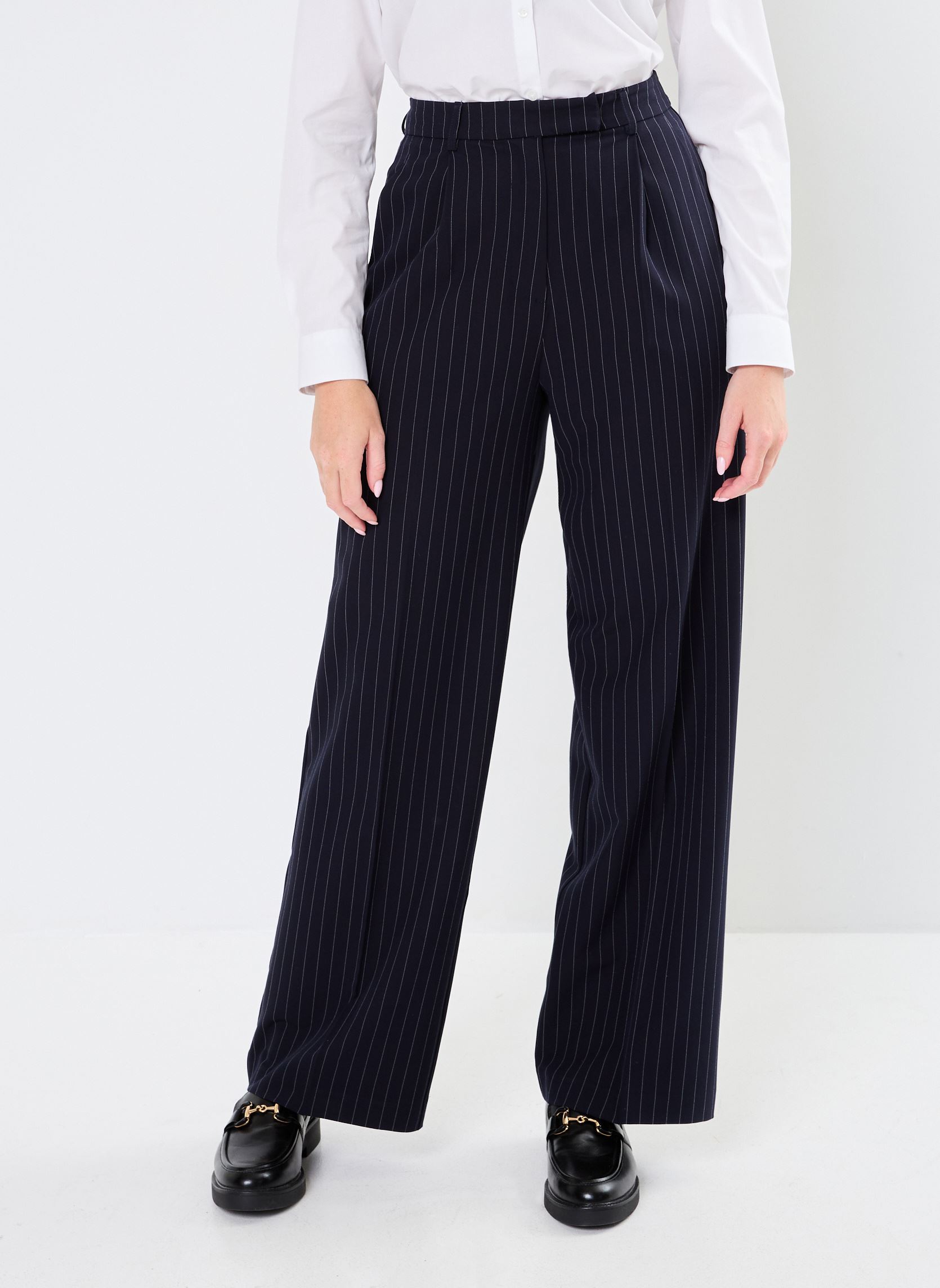Pantalons droit Neve femme bleu Grace & Mila Pantalons droit Neve femme bleu Marine