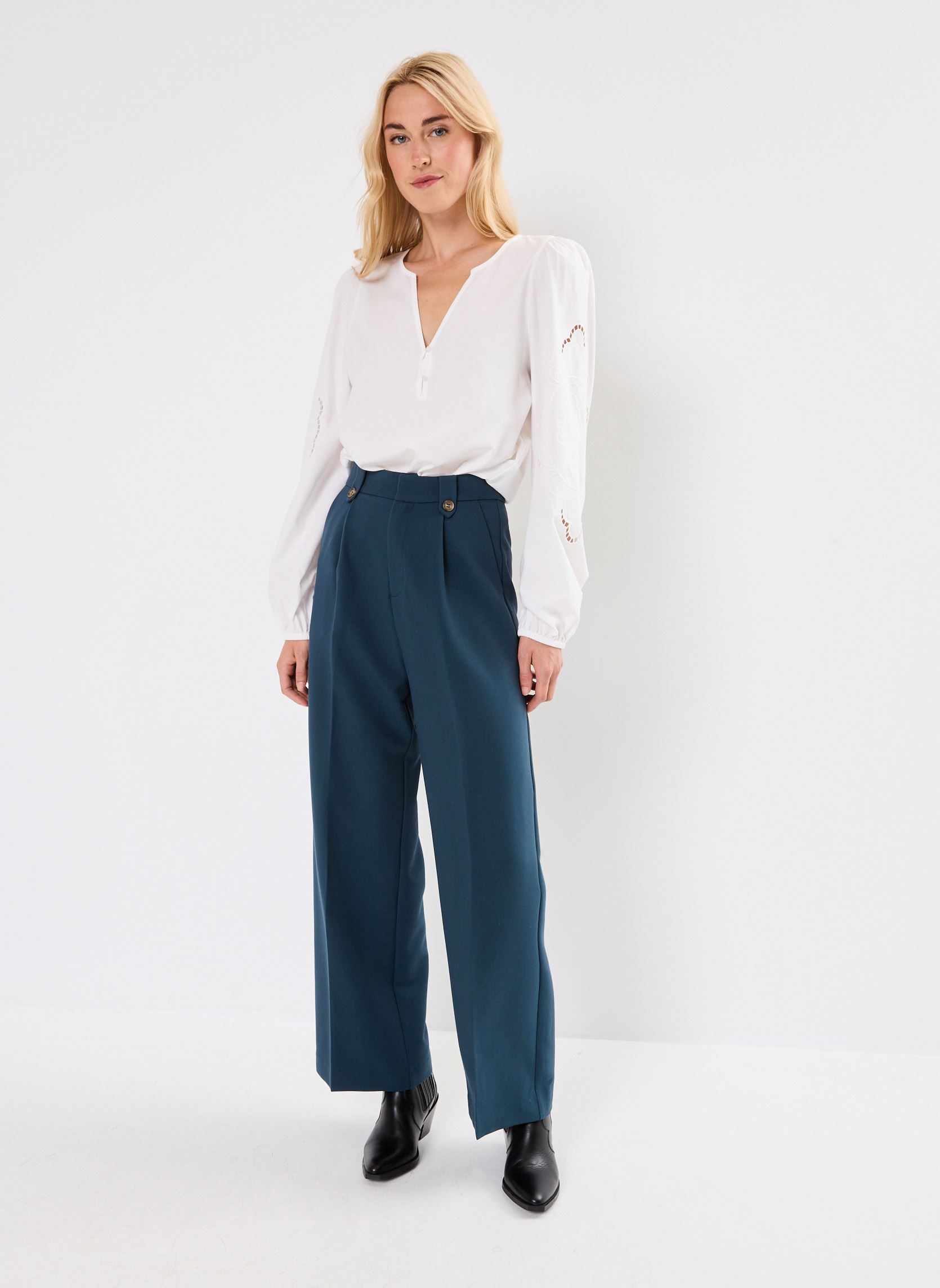 Pantalons droit Nilay femme vert Grace & Mila Pantalons droit Nilay femme vert Vert