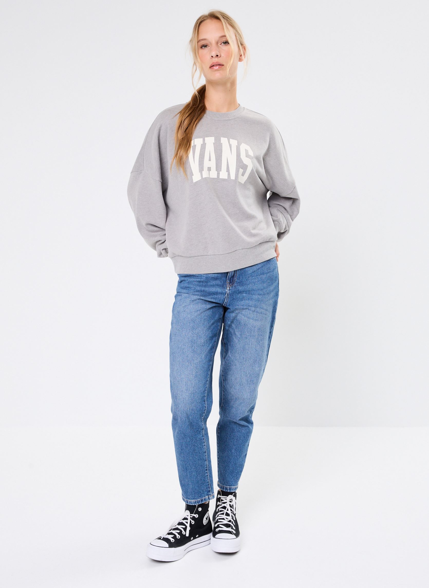 Felpe Stadium Loose Crew donna grigio Vans Felpe Stadium Loose Crew donna grigio CEMENT HEATHER