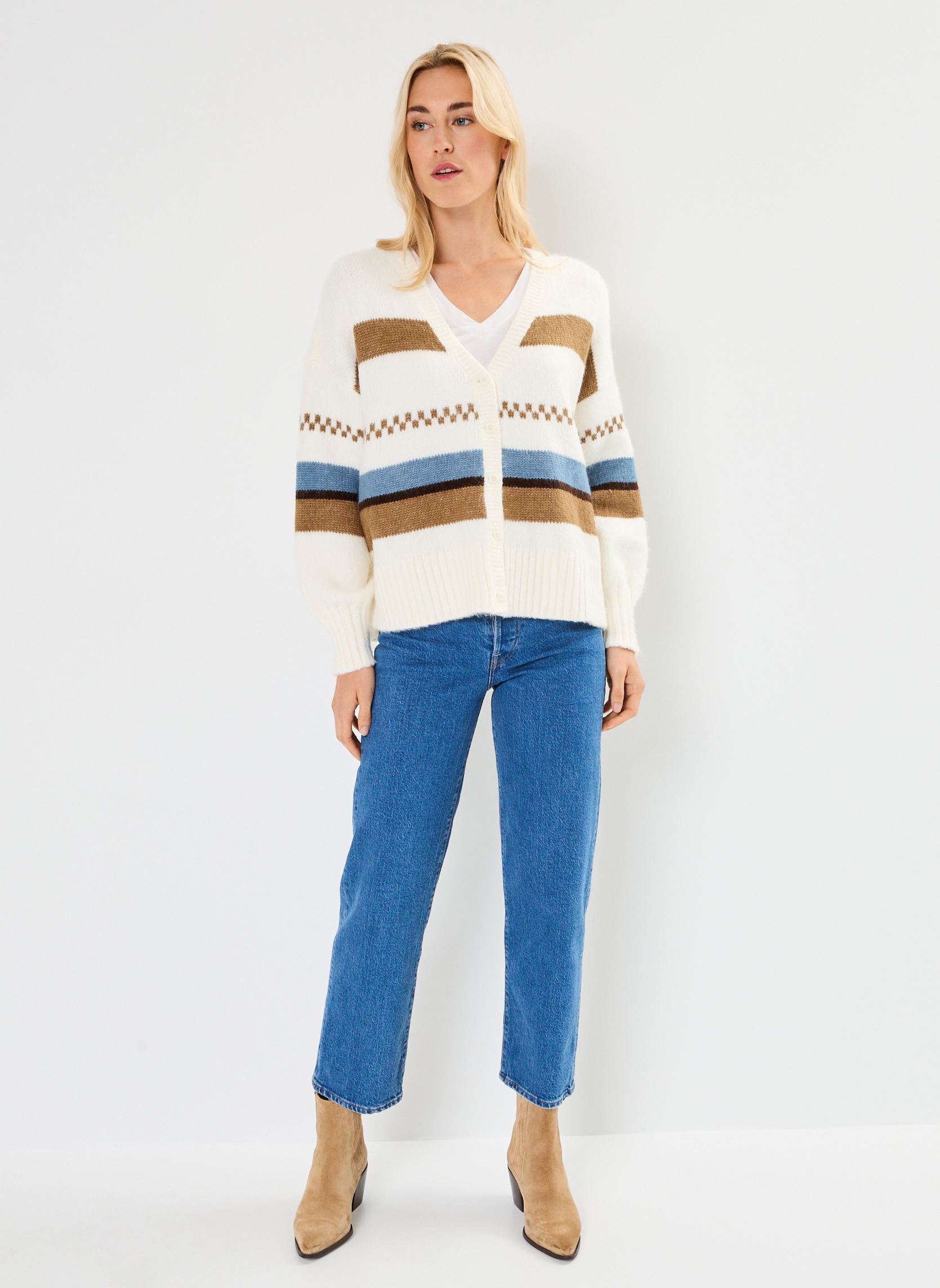 Gilets Valerie Stripe Cardigan femme multicolore Vans Gilets Valerie Stripe Cardigan femme multicolore MARSHMALLOW