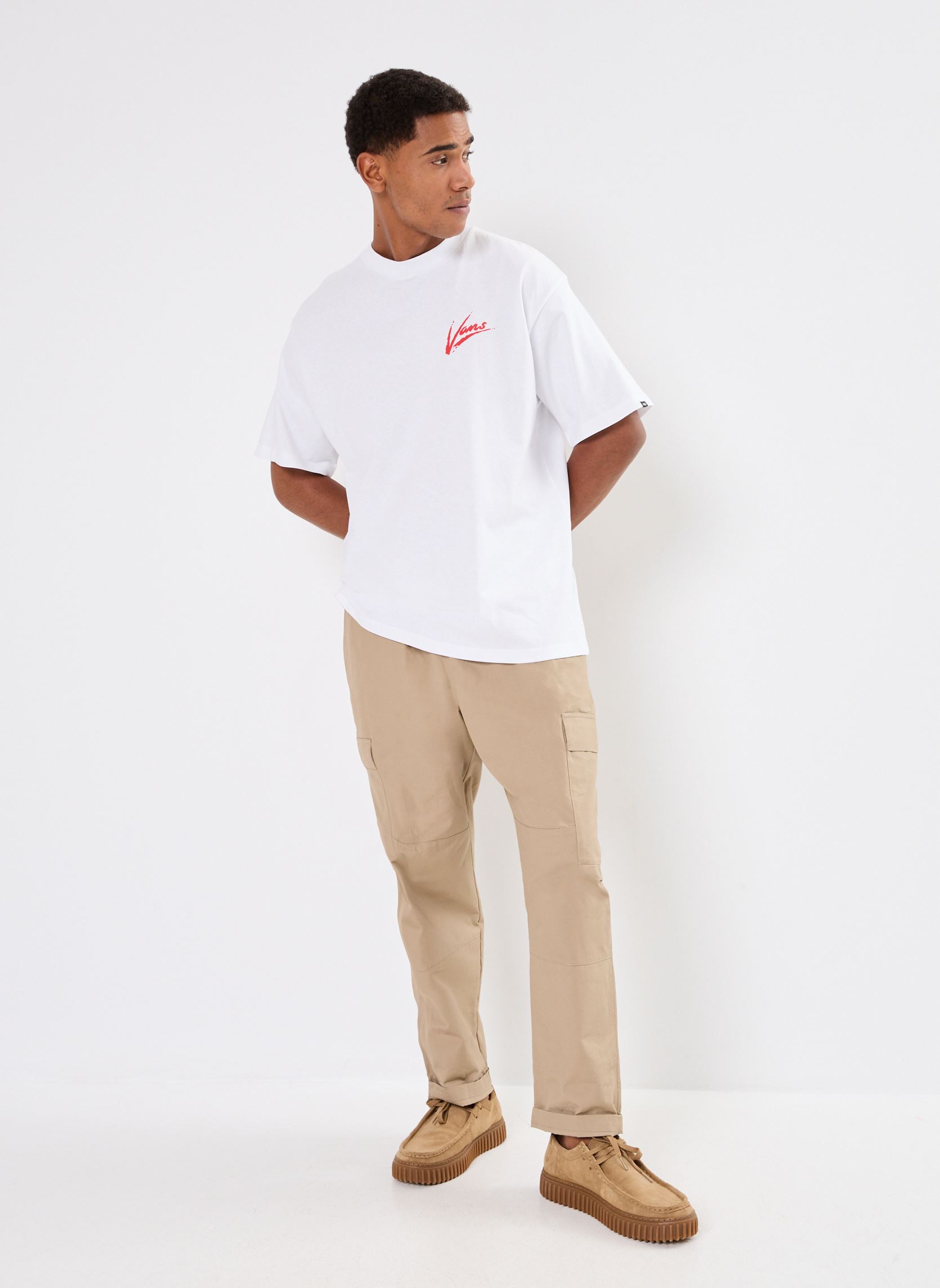 Tee-shirts manches courtes Dettori Loose ss homme blanc Vans Tee-shirts manches courtes Dettori Loose ss homme blanc WHITE-RACING RED