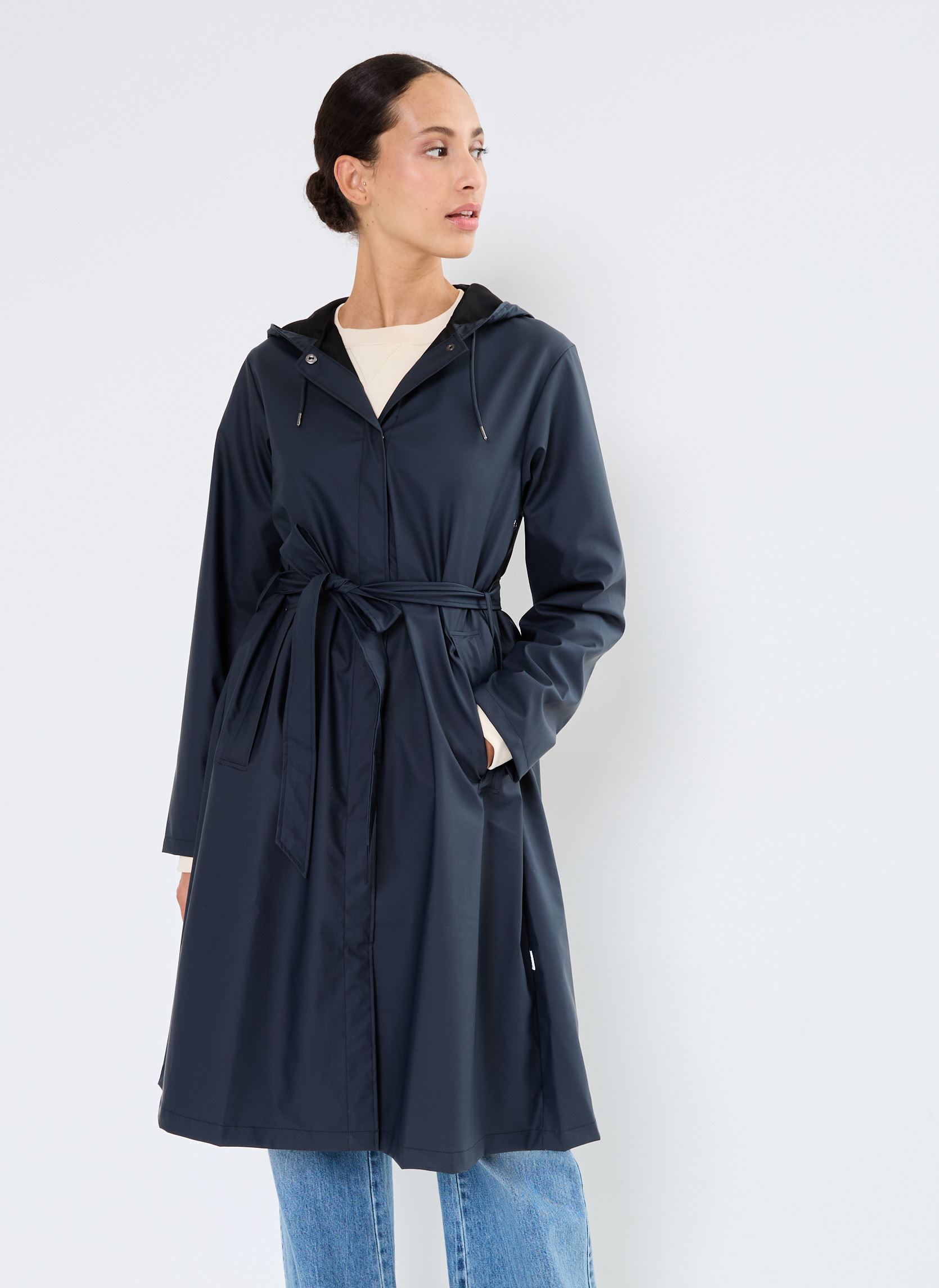 Vestes imperméable A-Line Longer W Jacket W3 femme bleu Rains Vestes imperméable A-Line Longer W Jacket W3 femme bleu NAVY