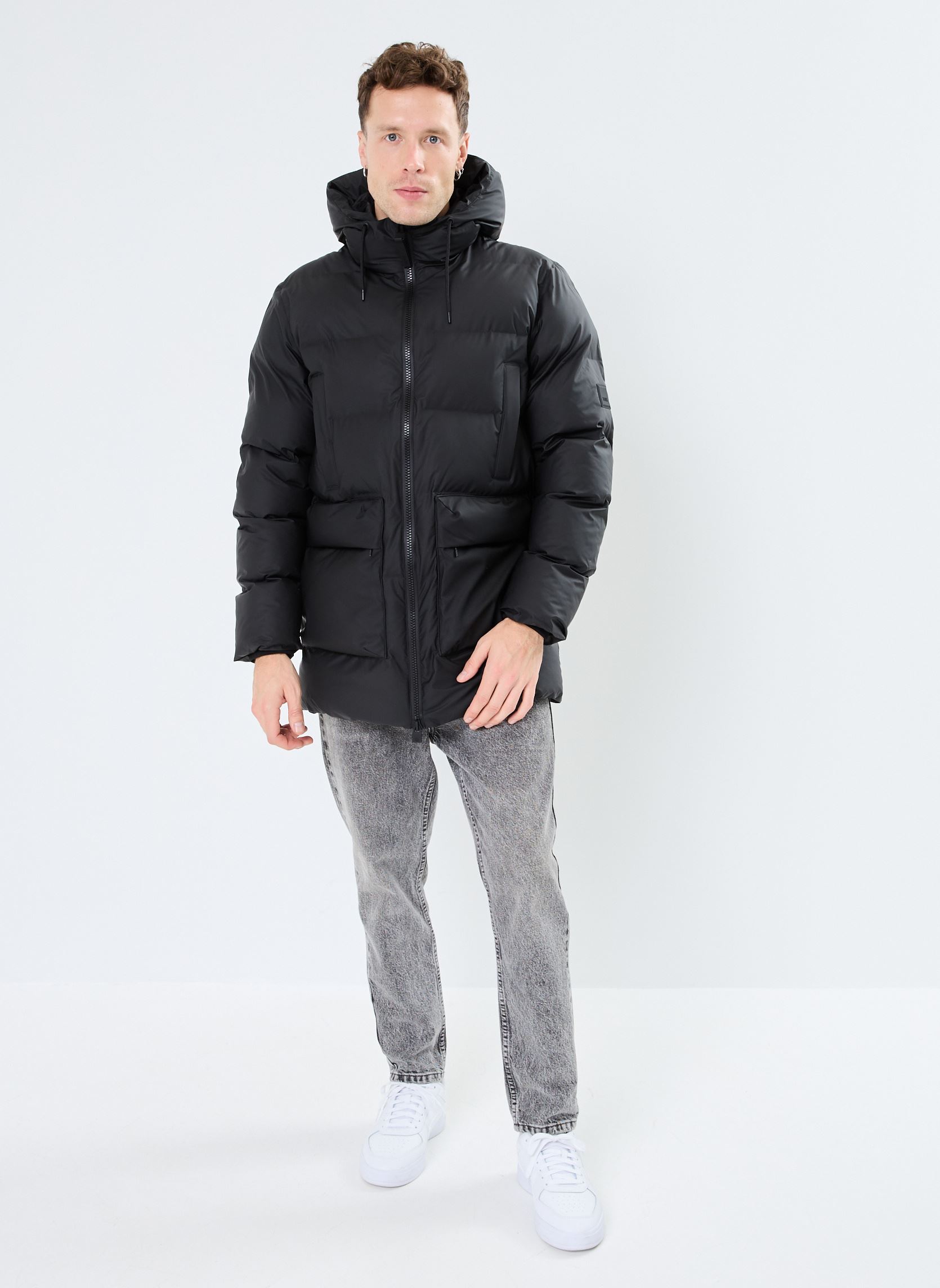 Daunenjacken Alta Long Puffer Cargo Jacket W3T4 herren schwarz Rains Daunenjacken Alta Long Puffer Cargo Jacket W3T4 herren schwarz BLACK