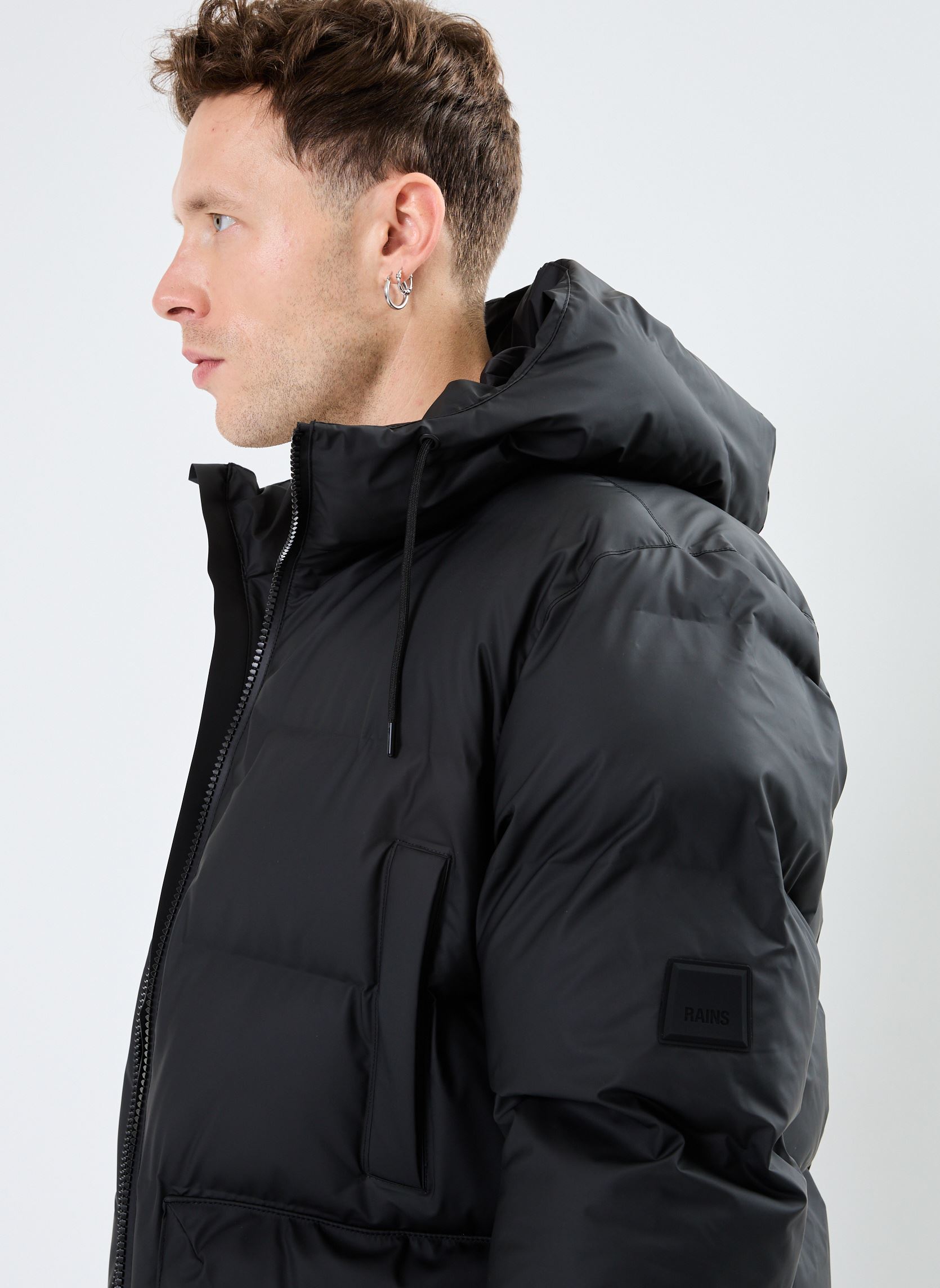 Daunenjacken Alta Long Puffer Cargo Jacket W3T4 herren schwarz Rains Daunenjacken Alta Long Puffer Cargo Jacket W3T4 herren schwarz BLACK