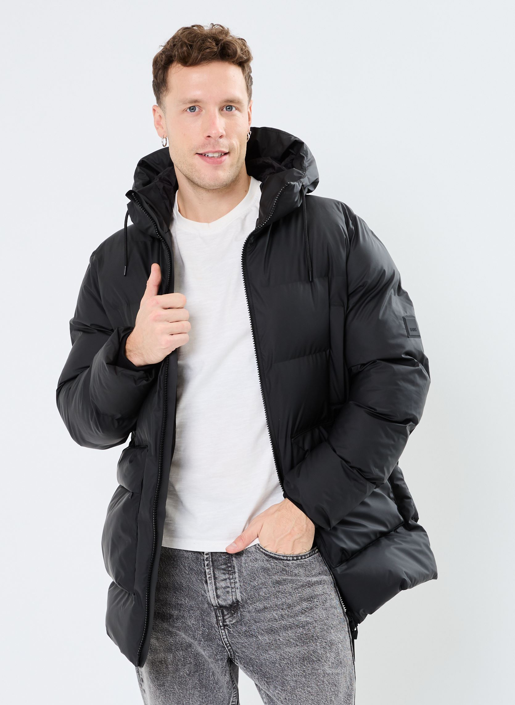 Daunenjacken Alta Long Puffer Cargo Jacket W3T4 herren schwarz Rains Daunenjacken Alta Long Puffer Cargo Jacket W3T4 herren schwarz BLACK