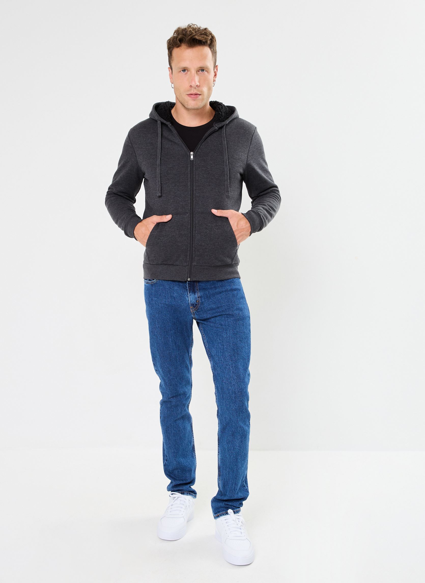 Sweaters met rits MONSHERPA heren grijs MADE BY Sweaters met rits MONSHERPA heren grijs GRIS FONCE CHINE